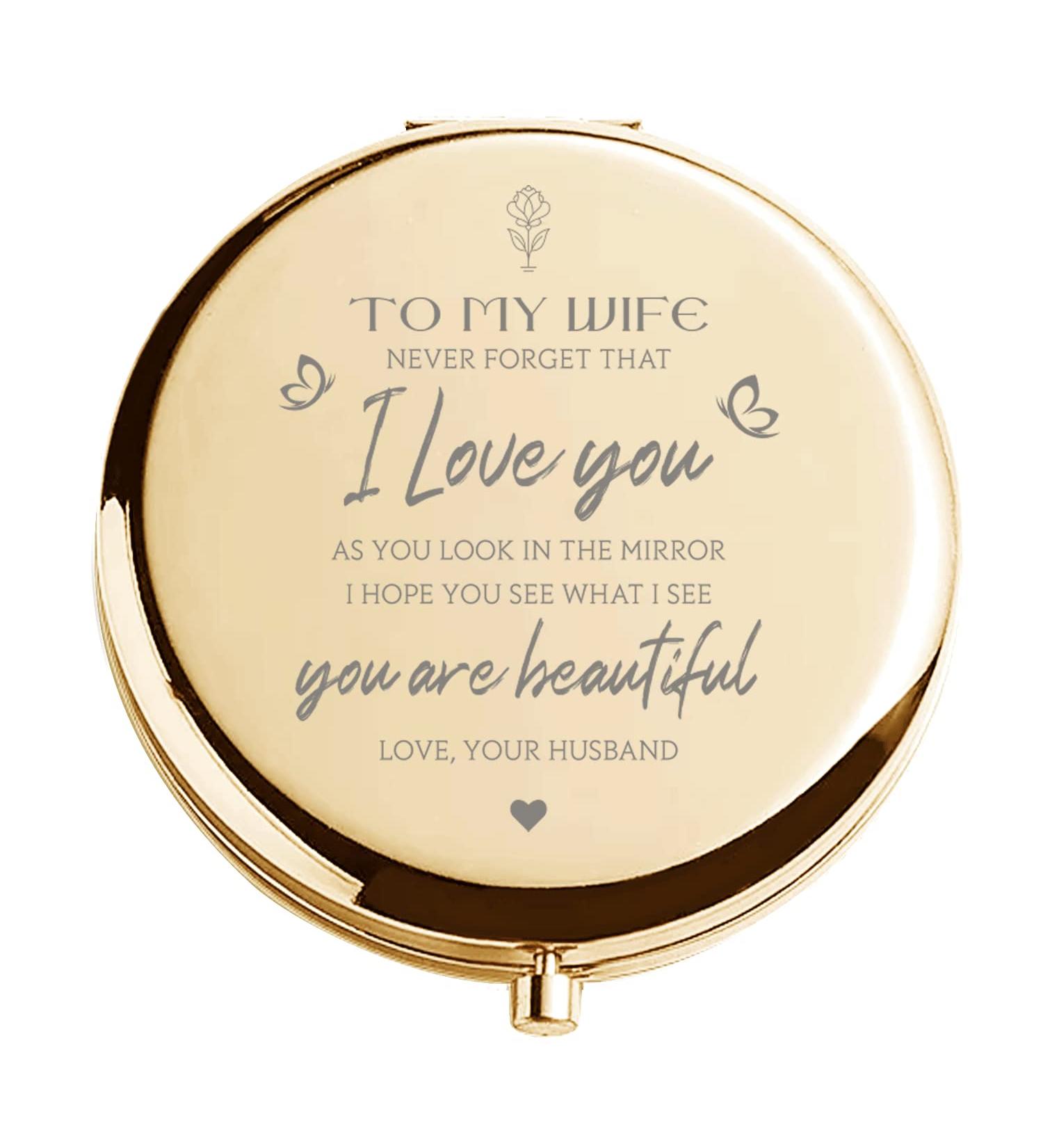 Romantic Mothers Day Gift for Wife - Funny I Love You Compact Mirror - Perfect Gift for Wedding, Birthday, Anniversary - Buy Online on GoSupps.com