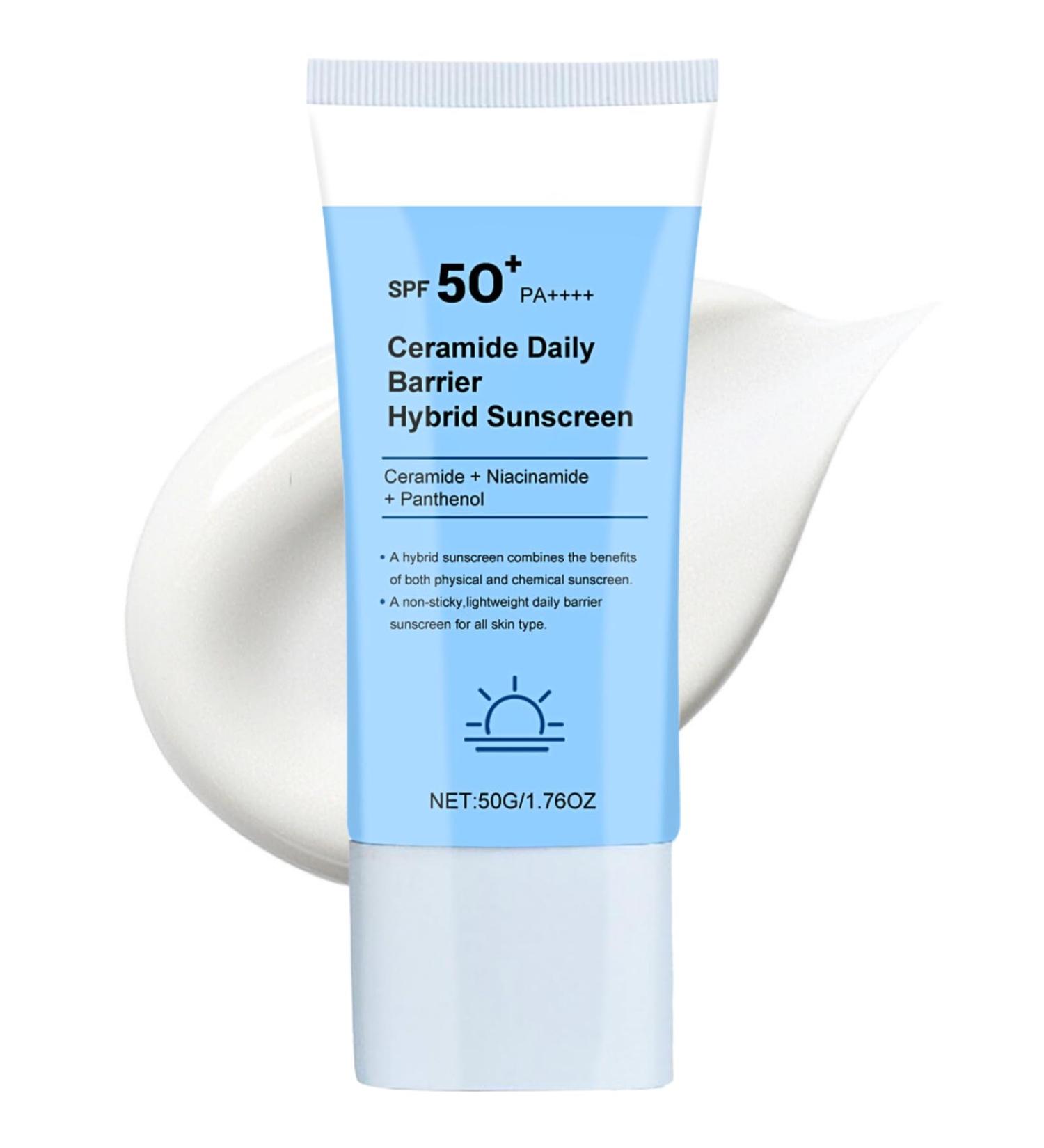 Ceramide Sunscreen SPF 50 PA++++ Sun Block Factor 50 Face Cream Sunblock SPF 50 Face Moisturiser Fresh Waterproof All Day Sun Cream Against UV Niacinamide Ceramide For Relieve Redness Sunburn - Buy Online on GoSupps.com