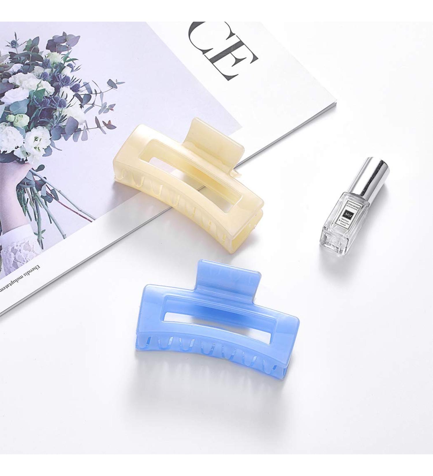 Brinie Blue Large Square Hair Claw Clips - Pack of 2 | Non Slip Hair Clamps for Women and Girls - Buy Online on GoSupps.com