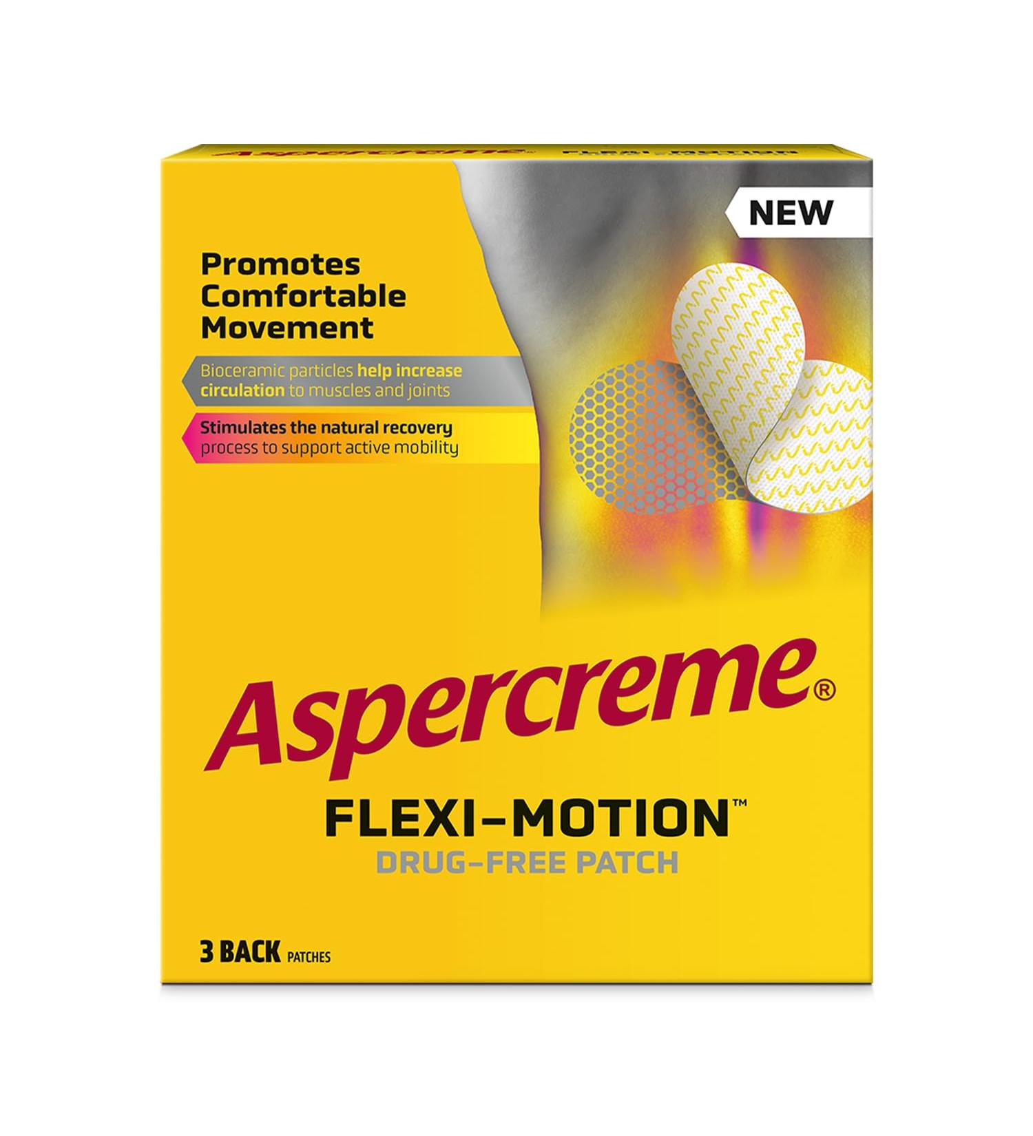Aspercreme Flexi-Motion Back Patch 3-Count | Drug-Free Pain Relief for Comfortable Movement - Buy Online on GoSupps.com