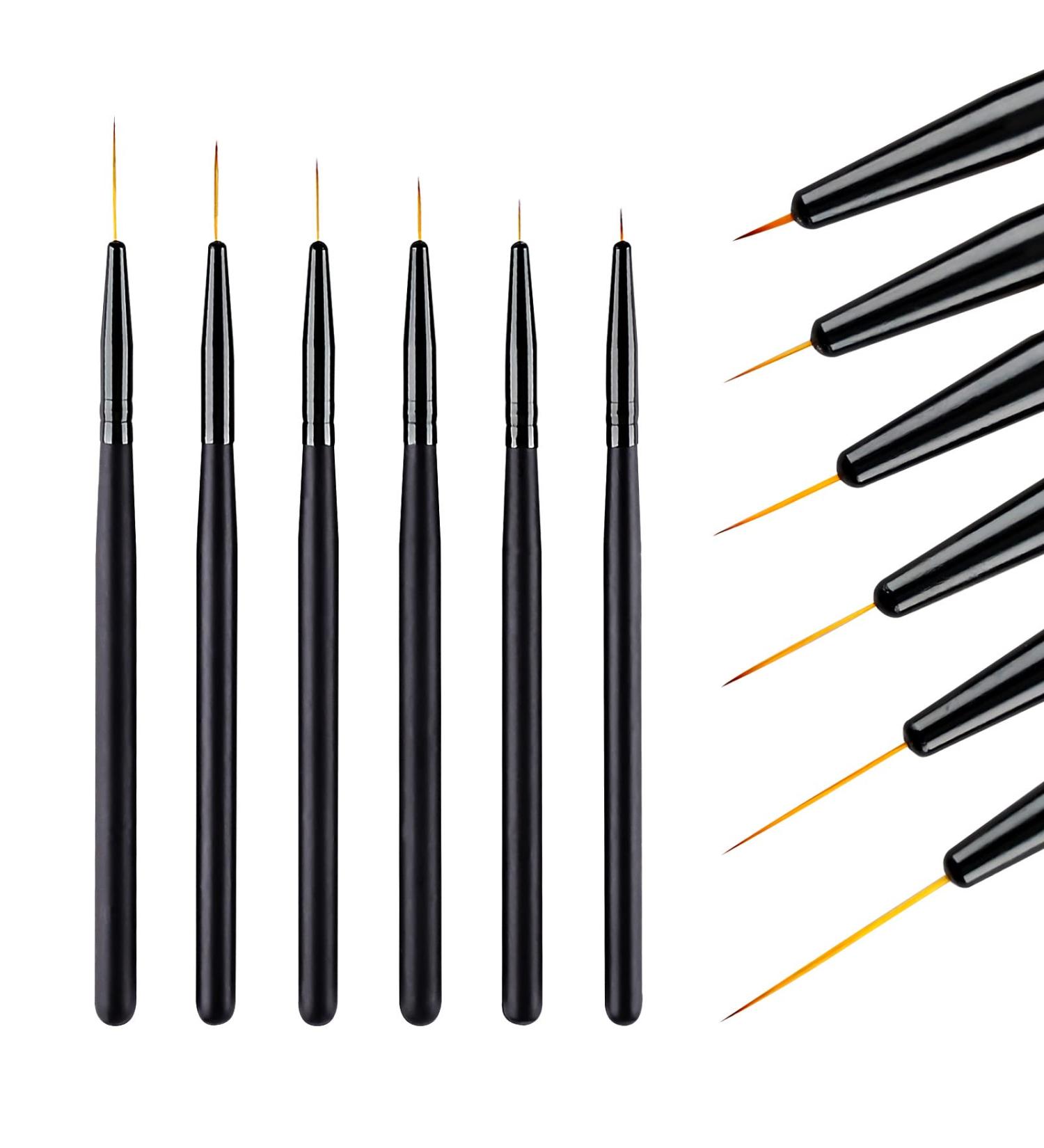 Professional Nail Art Brush Set - 6 Piece Extra Long Nail Polish Liner Pens (6/9/12/15/18/24mm) for Acrylic & UV Gel Designs - Buy Online on GoSupps.com