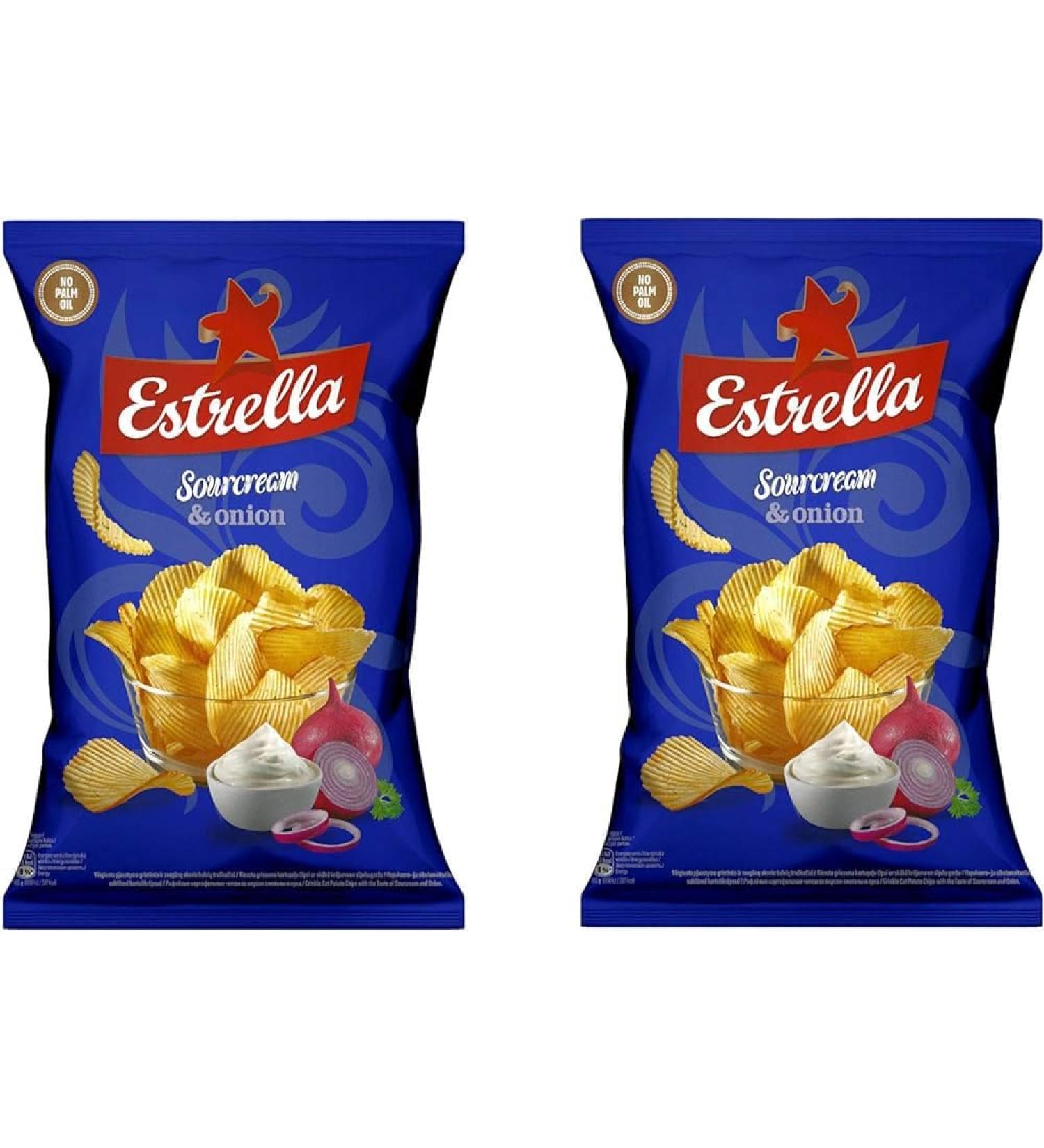 Estrella Fine Slices Sour Cream & Onion Crisps 130g | Pack Of 2