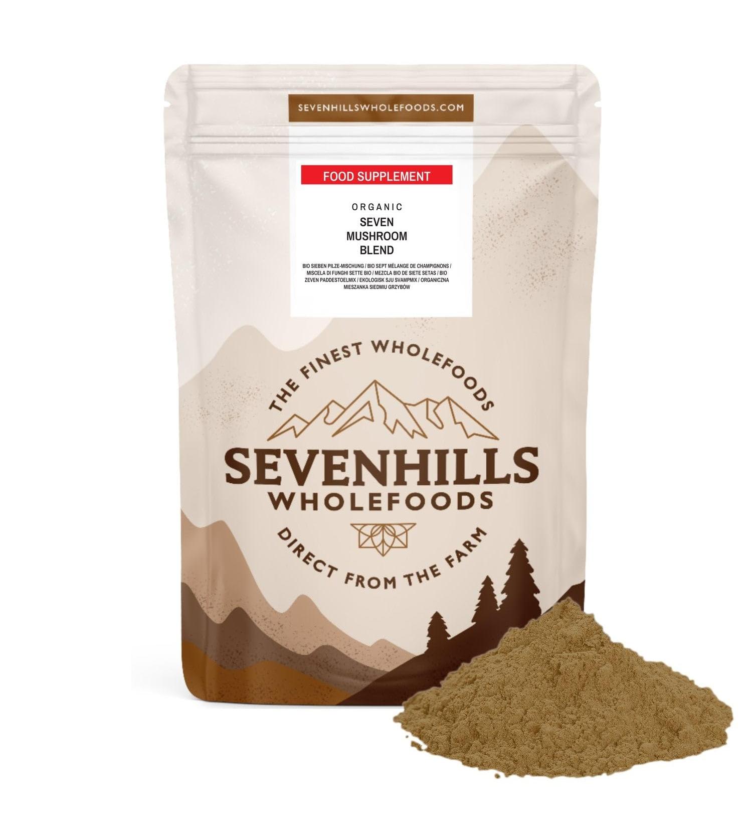 Sevenhills Wholefoods Organic 7 Mushroom Blend Powder 200g with Reishi Chaga Shiitake Maitake Lion's Mane Cordyceps & Tremella 200 g (Pack of 1) - Buy Online on GoSupps.com