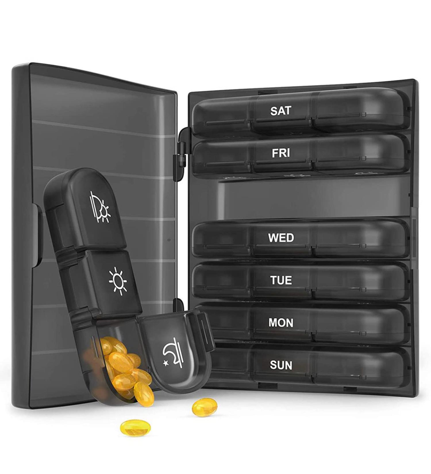 Weekly Stackable Pill Organizer - 3 Times a Day with 7 Compartments for Morning Noon & Evening | Best International Shipping - Buy Online on GoSupps.com