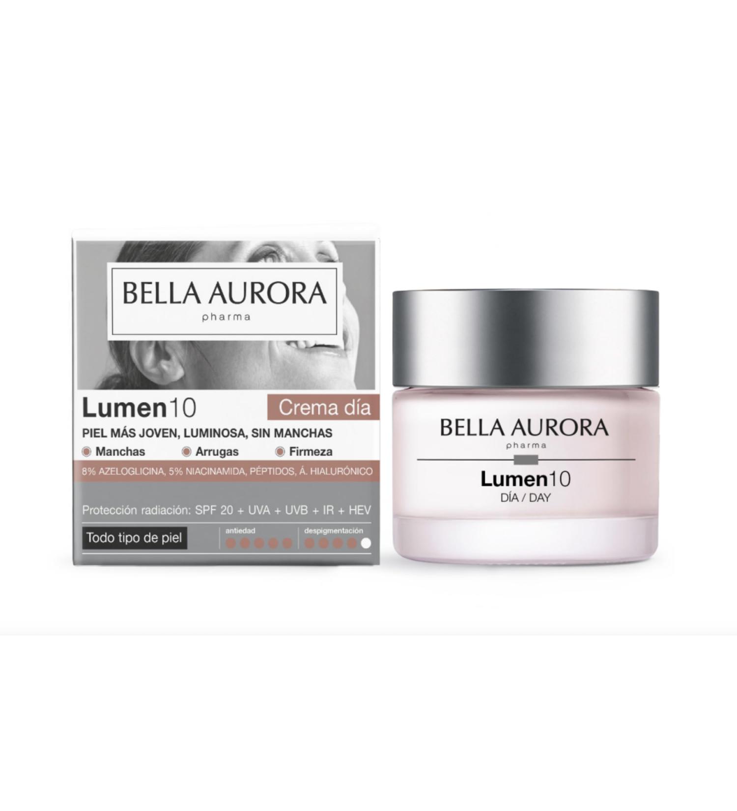  BELLA AURORA Bella Aurora Lumen10 Anti-Aging Anti-Spot Cream with SPF 20 UVA/UVB/IR/HEV Protection Niacinamide Peptides and Hyaluronic Acid Hydration Brightness Elasticity and Firmness 50 ml - Buy Online on GoSupps.com