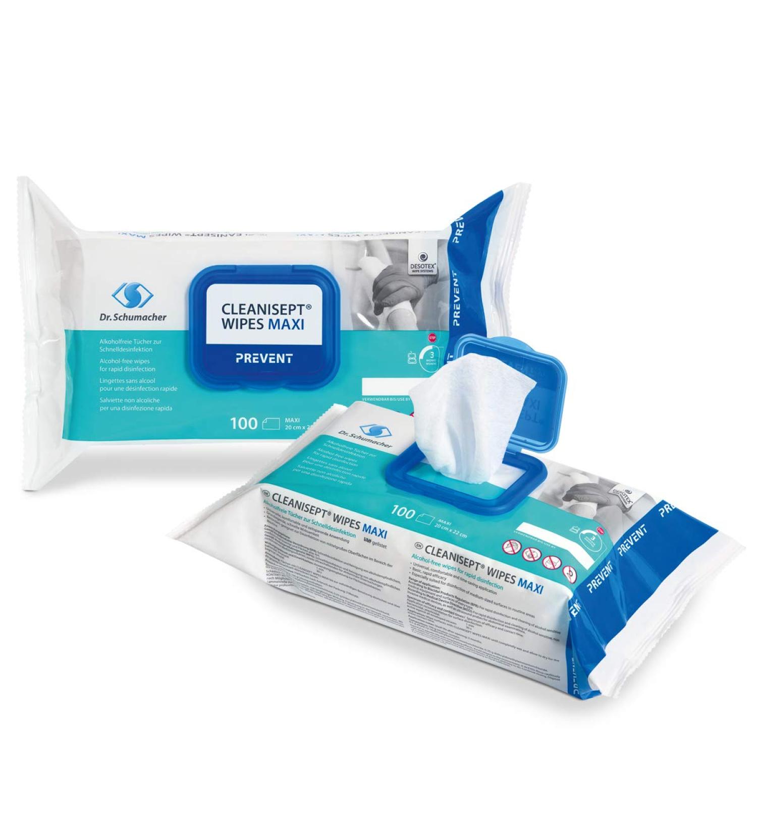 CLEANISEPT WIPES MAXI | Alcohol-Free Disinfectant Wipes | 100-Pack Flowpack | International Shipping Available - Buy Online on GoSupps.com