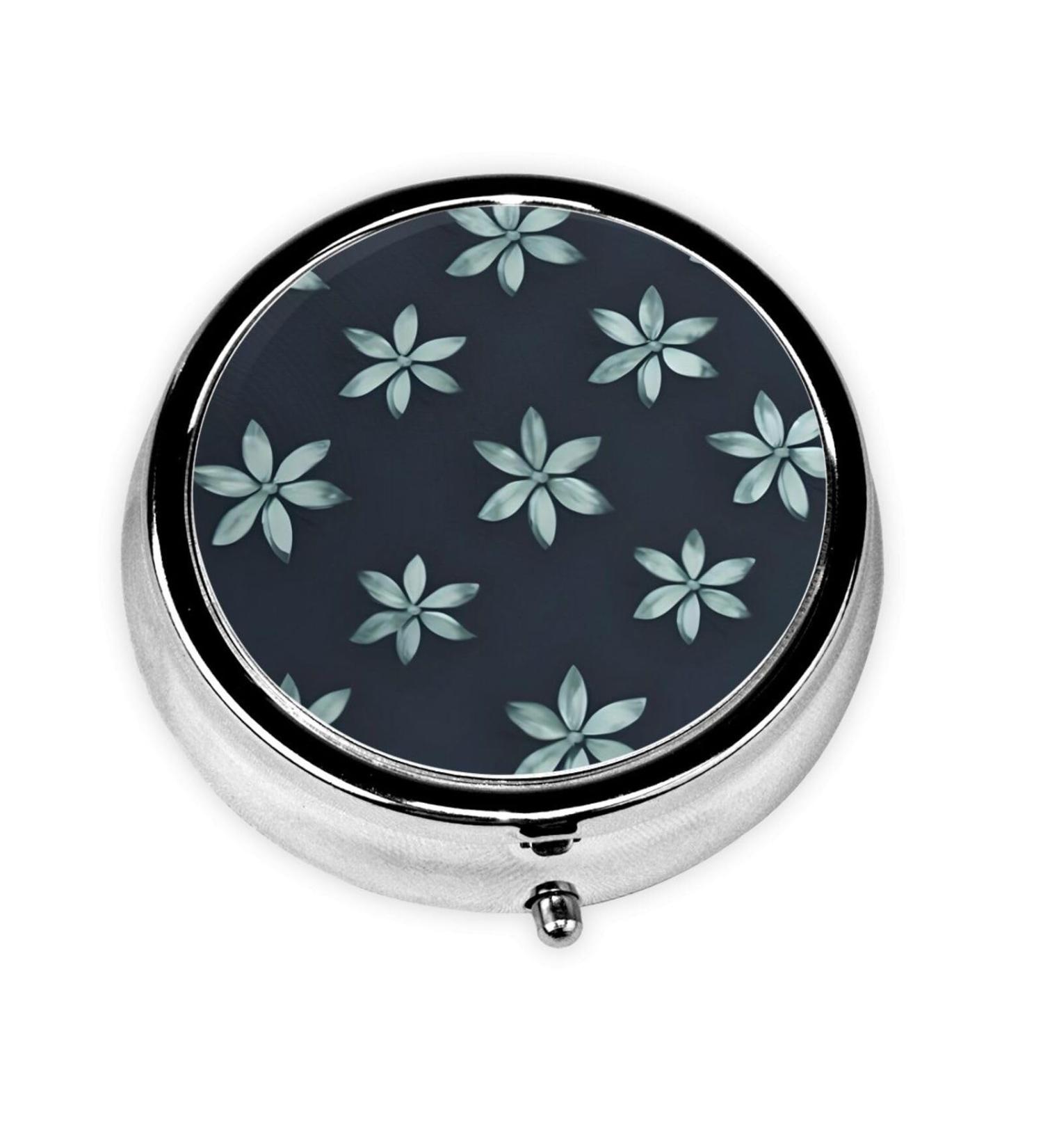 Beautiful Camellia Round Pill Box | 3 Compartment Travel Organizer | Portable Pill Case for International Shipping - Buy Online on GoSupps.com