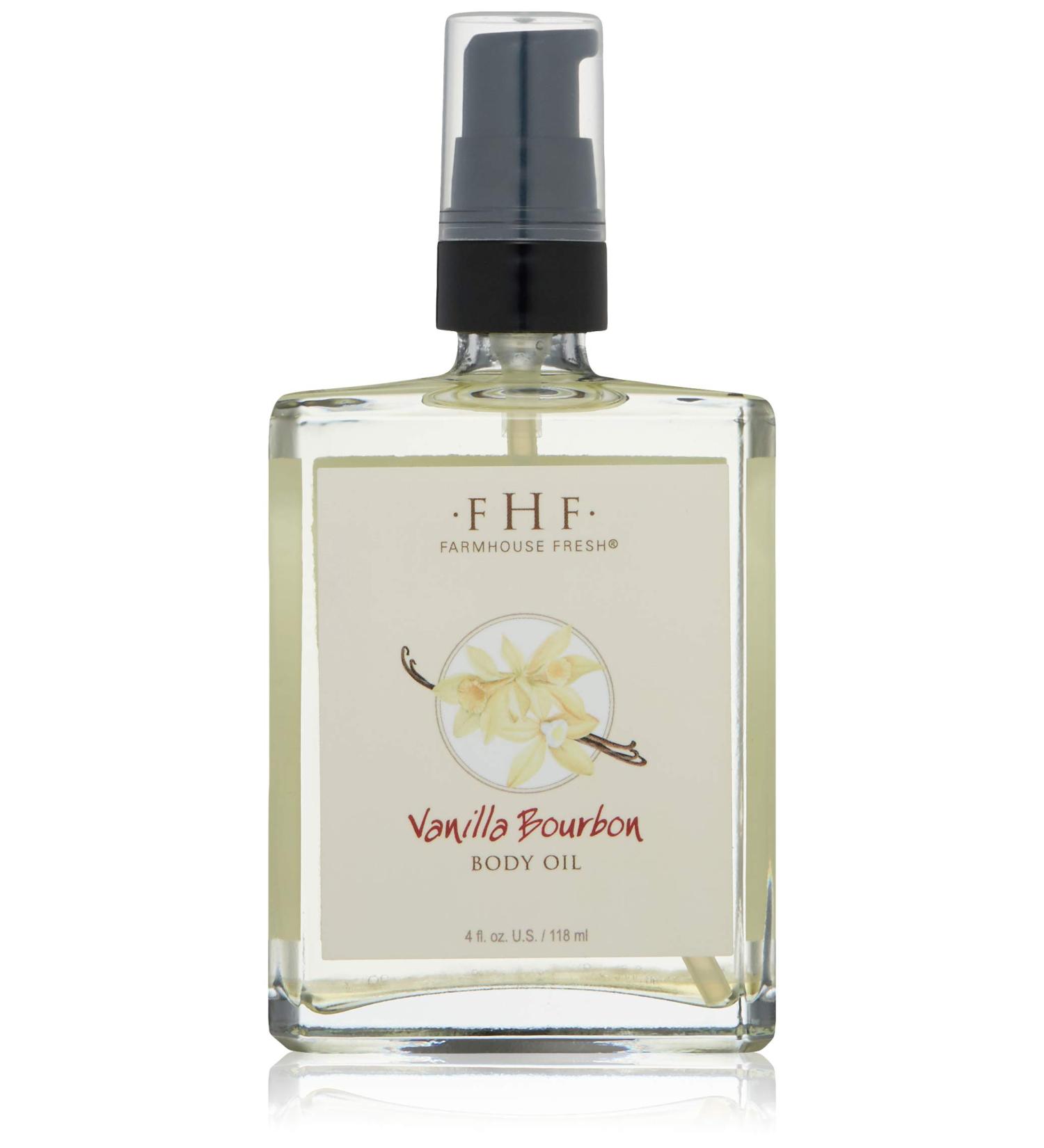 FarmHouse Fresh Vanilla Bourbon Body Oil 4 Fl Oz - Luxurious Vanilla Bourbon Scent - Buy Online on GoSupps.com