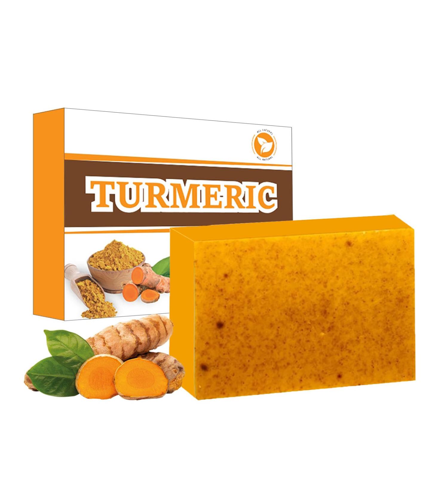 Turmeric Soap Bar for Body & Face - Natural Kojic Acid Collagen Vitamin C Dark Spot Remover for Even Skin Tone Acne Dark Spots Smooth Skin (100g) - Buy Online on GoSupps.com