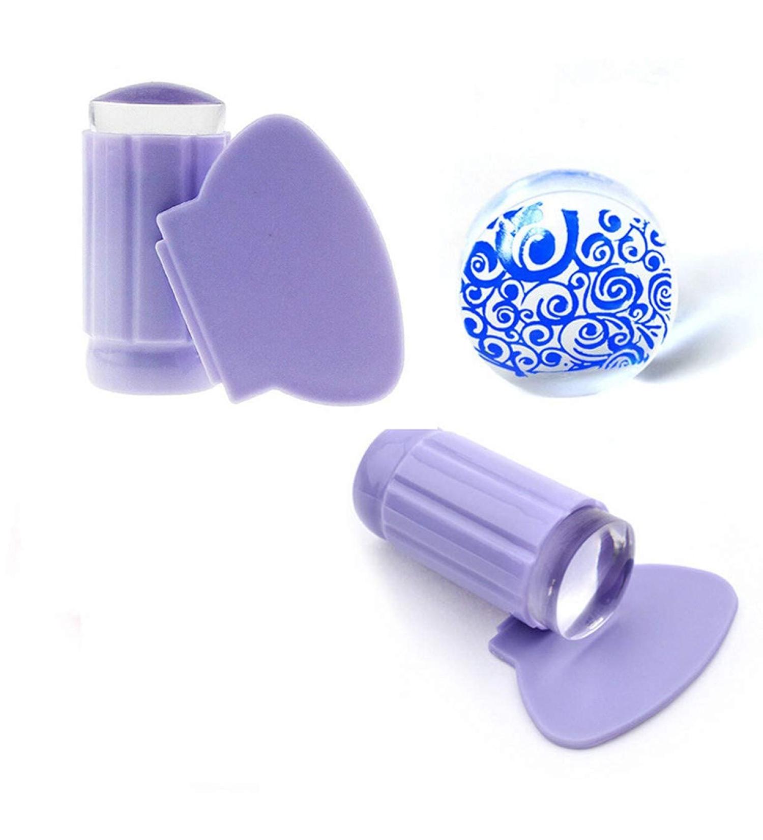 Zhongjiuyuan 2 Set Silicone Nail Stamp Kit | Transparent Jelly Stamp Scraper & Manicure Tools for Perfect Nail Art - Buy Online on GoSupps.com