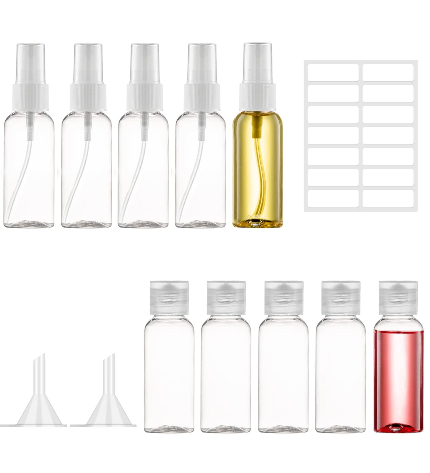 Ysimple Travel Bottles Set - Transparent Plastic Spray Containers for Cosmetics | 50ml Travel Size with Funnel for Air Travel Perfume Shampoo & Lotion - Buy Online on GoSupps.com