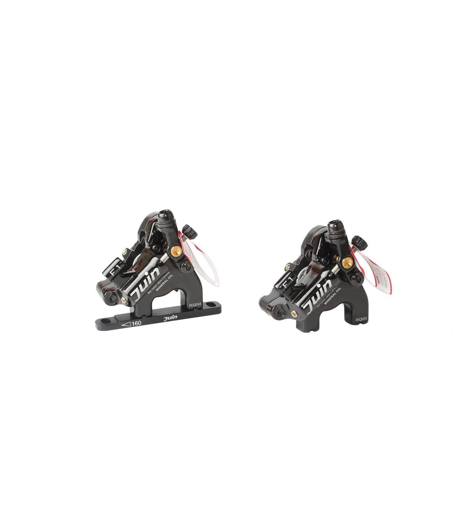 Juin Tech F1 Cable Actuated Hydraulic Disc Brake Caliper Set - Lightweight Hybrid Brake for Road/Cyclocross/Gravel/E-Bike/Folding Bike - 160mm Rotors - Black - Buy Online on GoSupps.com