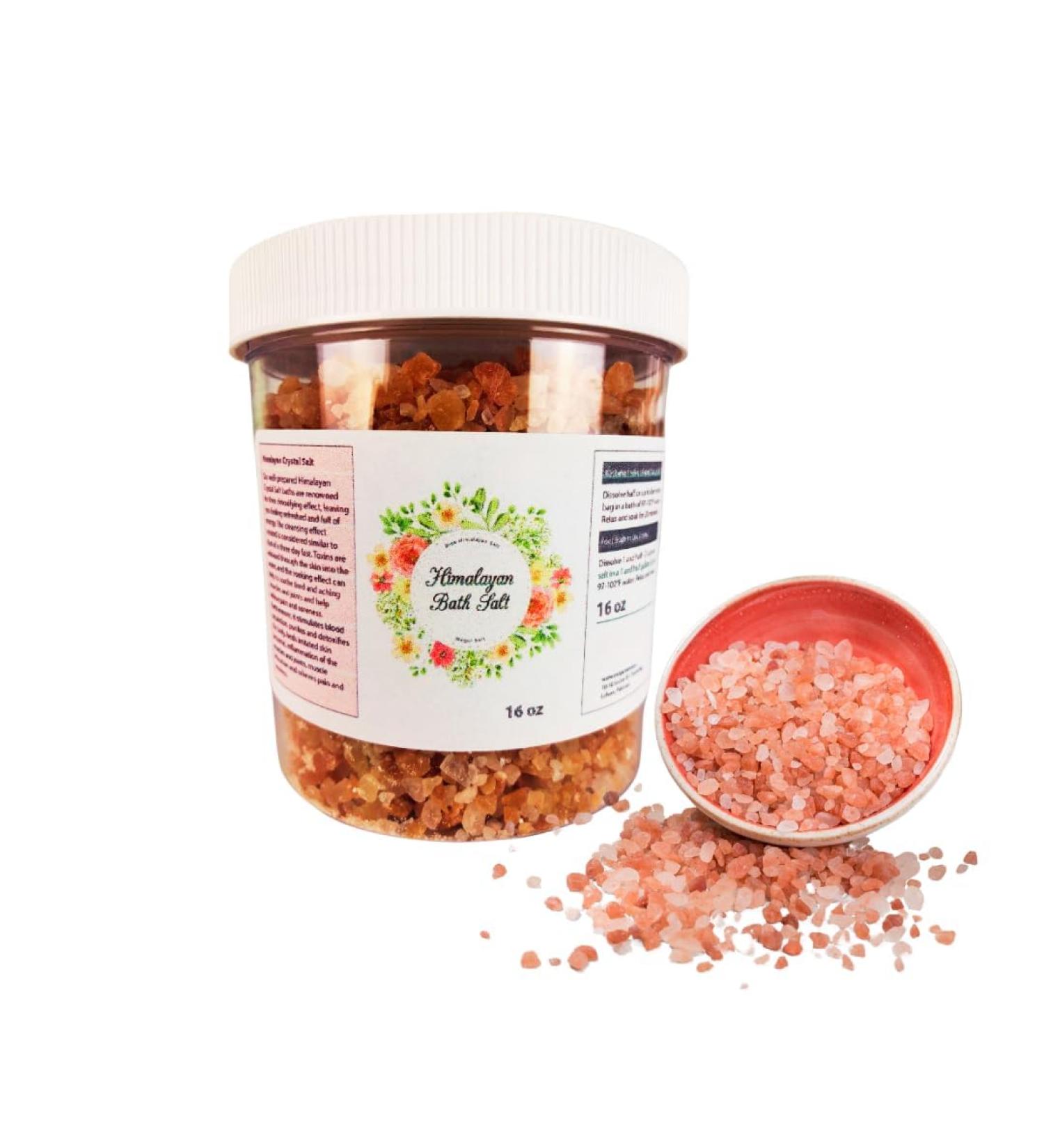 Himalayan Bath Salt Exfoliating Foot Soak Salts for Spa & Body Care | Natural Rock Pink Salt 16 oz for All Skin Types - Buy Online on GoSupps.com