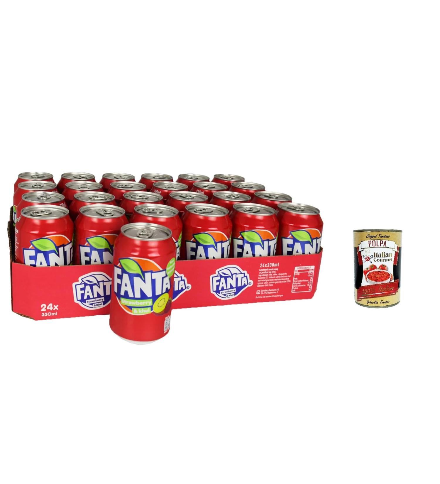  Italian Gourmet E.R. 24 x Fanta Strawberry & Kiwi 330ml + Italian Gourmet Polpa 400g - Buy Online on GoSupps.com