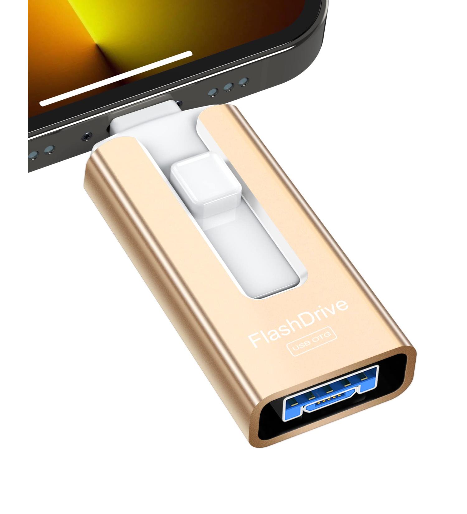 Sunany 256GB USB Flash Drive - High Speed External Thumb Drive for Phone & Pad - Photo Stick for More Photos & Videos - Gold - Buy Online on GoSupps.com