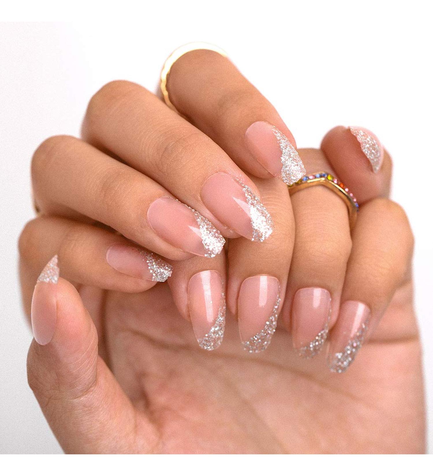 Sethexy Shiny Ballerina False Nails - 24 Medium Sparkle Pink Acrylic Press-On Nail Tips for Women & Girls - Buy Online on GoSupps.com