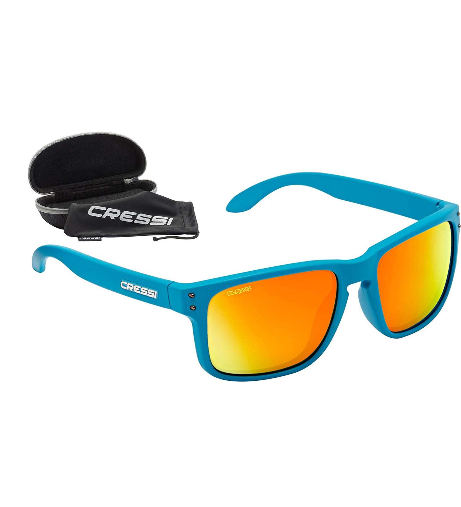 Cressi Unisex Blaze Polarised Sport Sunglasses - Hydrophobic Lenses in Aquamarine with Mirror Orange - International Shipping Available - Buy Online on GoSupps.com