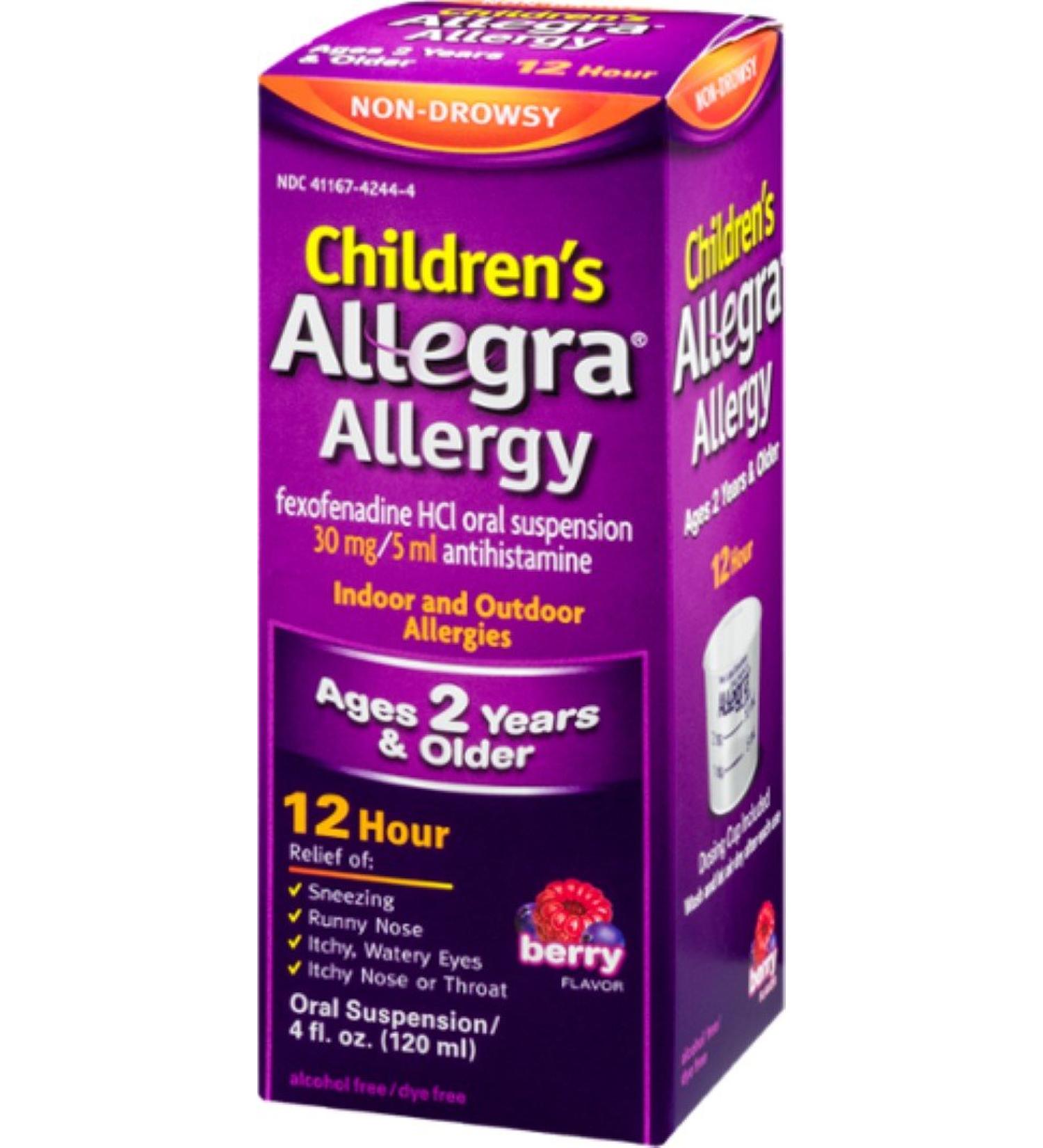 Allegra Children's Allergy 12 Hour Relief Oral Suspension Berry Flavor 4 OZ