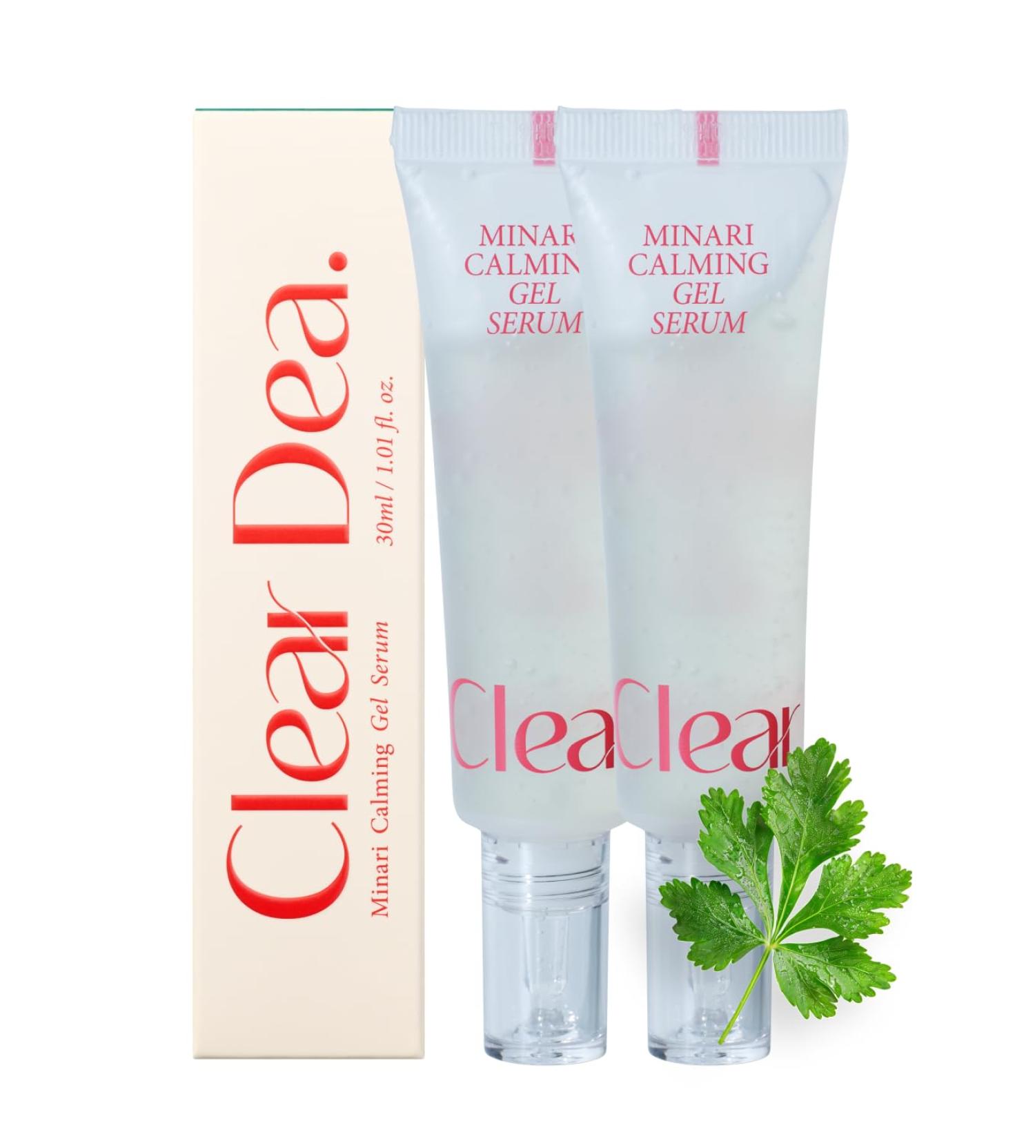 ClearDea Minari Calming Gel Serum Duo for face K-Beauty Hydrating & Soothing Face Serum with Korean Water Parsley Green Tea Mugwort & Lemon Balm Extracts 30ml * 2ea / 1.01oz * 2ea - Buy Online on GoSupps.com