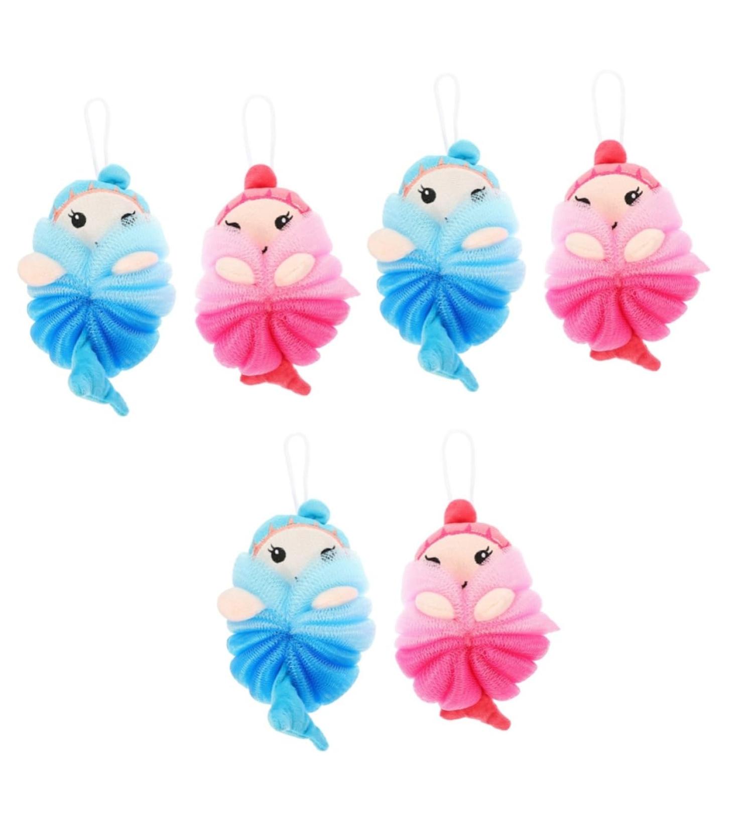 Healeved 6 Pcs Cartoon Bath Balls & Shower Poufs - Body Wash Sponge Set for Skin Cleaning & Scrubbing - Perfect Bath Supply for Home Spa - Buy Online on GoSupps.com