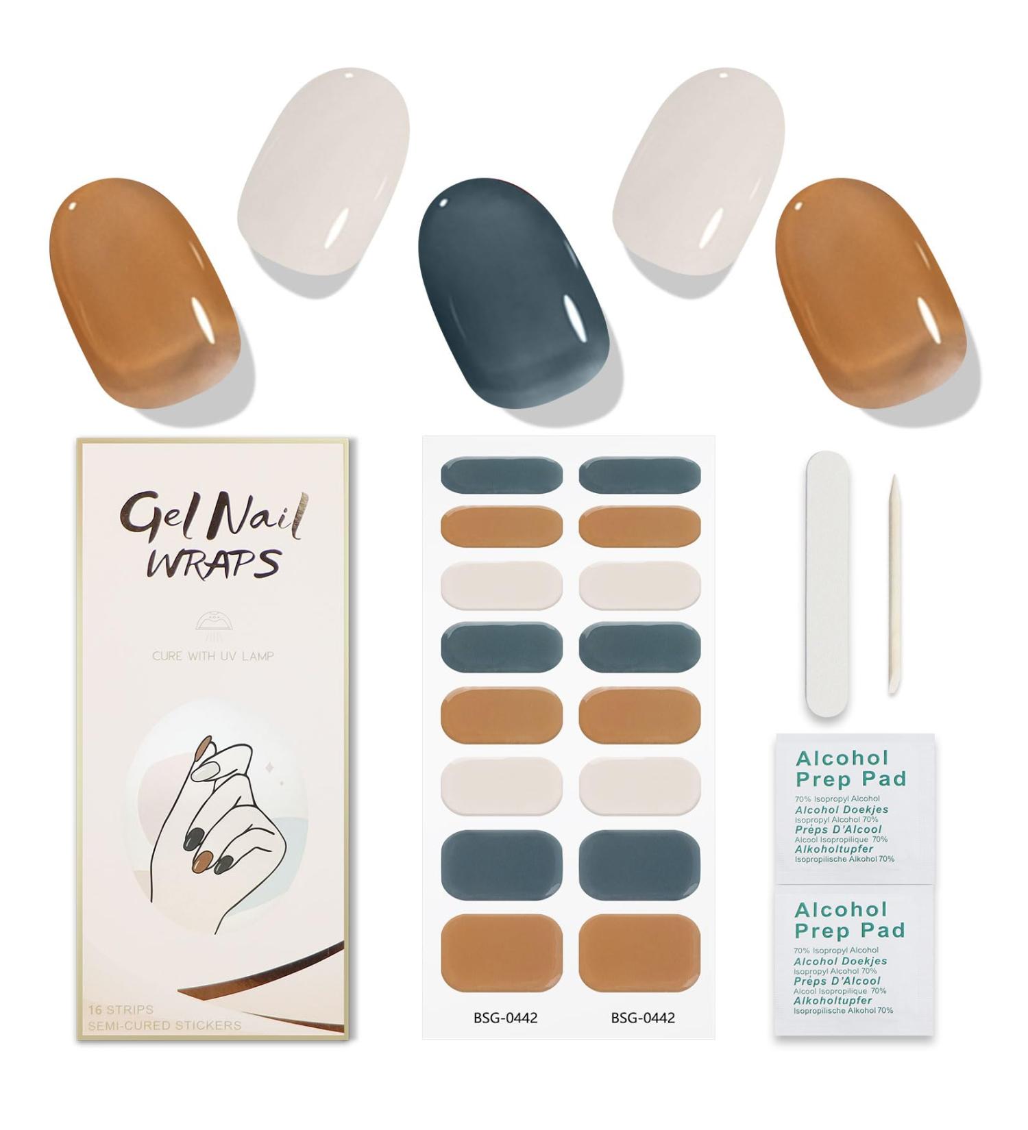 JMEOWIO Nail Foil - Beige Blue Brown Self-Adhesive Nail Stickers for UV Nail Art | Gel Nail Design Accessories - Buy Online on GoSupps.com