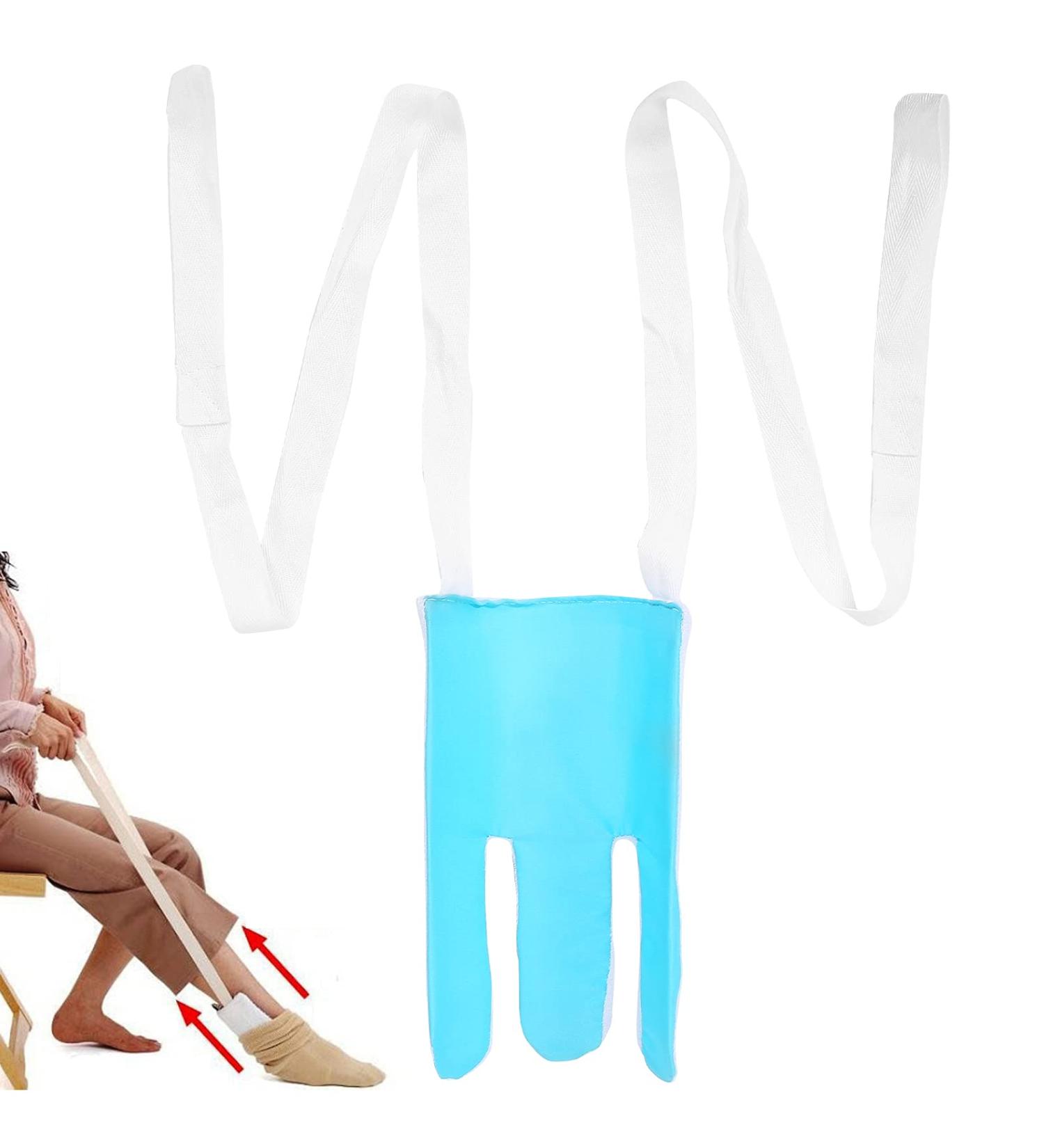 Sock Wearing Aid for Elderly - Three-Finger Design | Soft & Flexible Sock Aid (Blue & White) - International Shipping - Buy Online on GoSupps.com