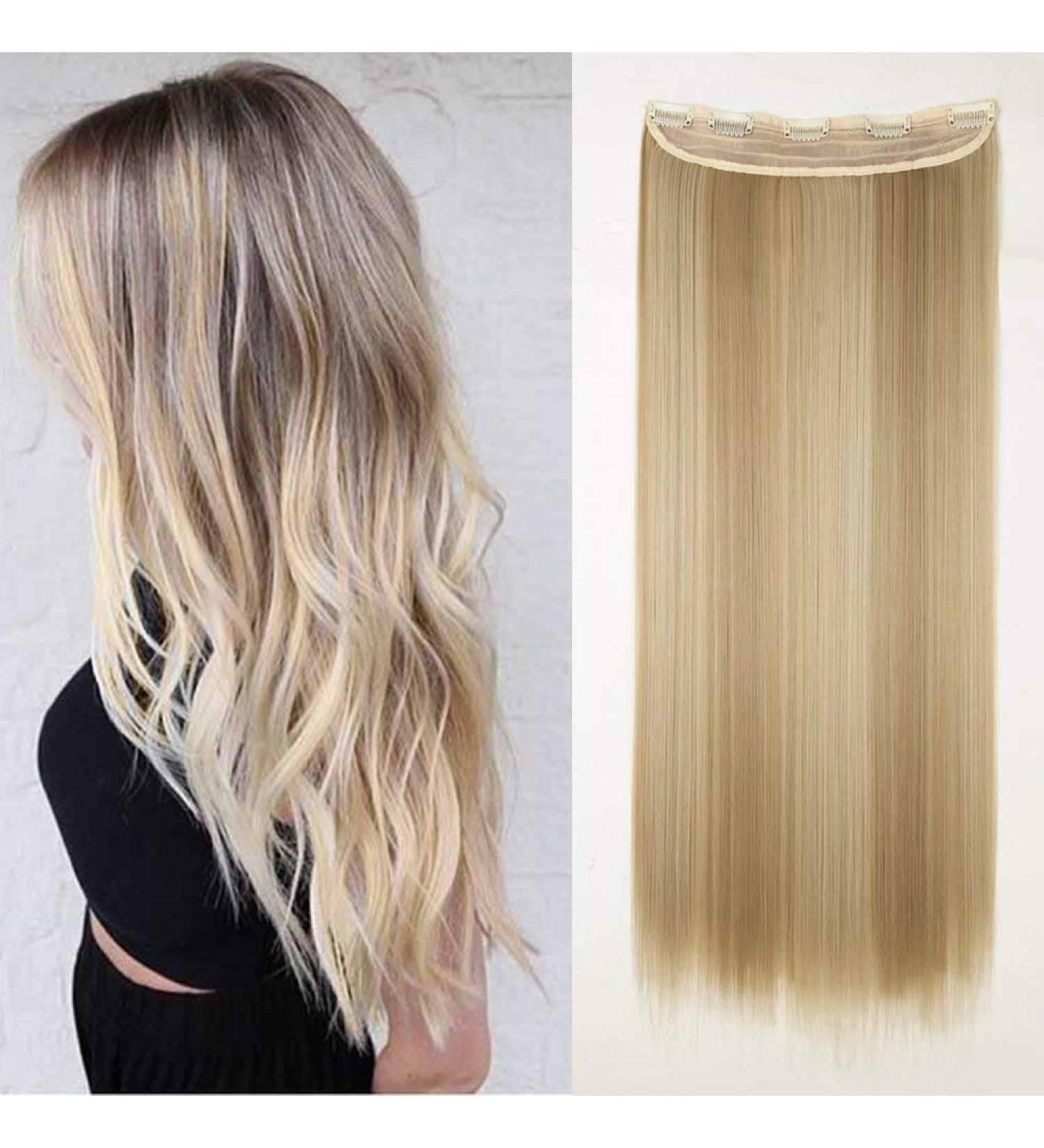 SEGO 66cm Clip-In Hair Extensions - Real Human Hair Smooth Ash Blonde & Bleach Blonde 5 Clips 120g - Perfect for a Gorgeous Look! - Buy Online on GoSupps.com