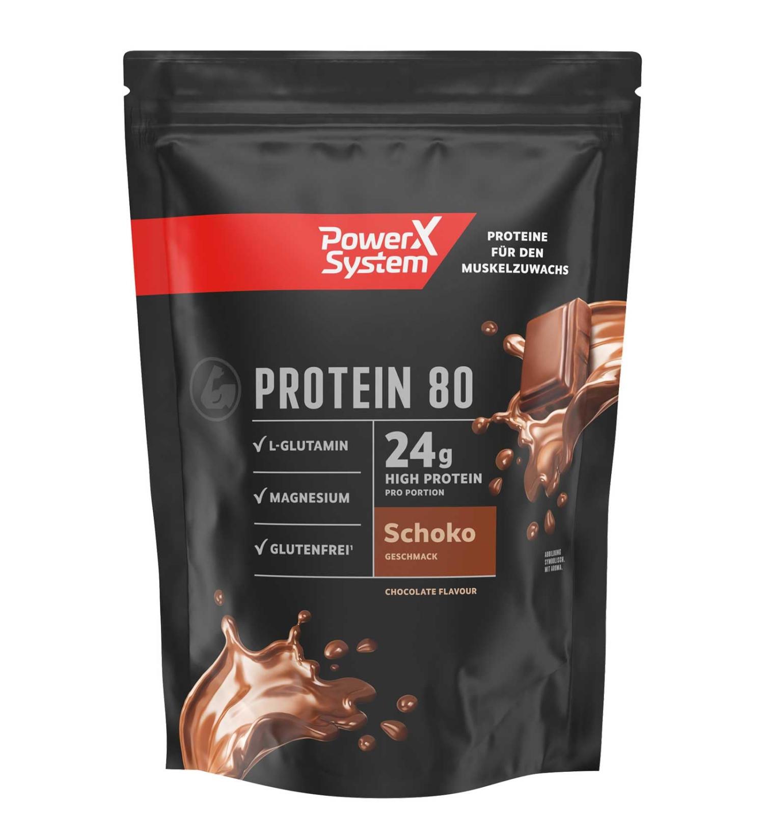 Power System Protein 80 Powder Chocolate - 24g Protein Gluten-Free 6 x 360g | International Shipping Available - Buy Online on GoSupps.com