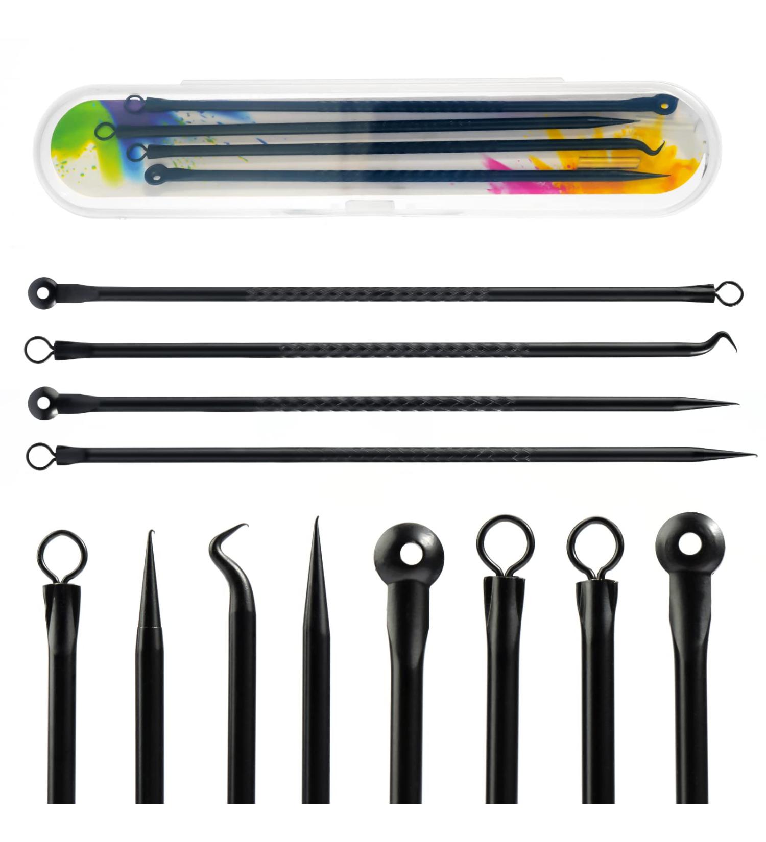 Greoer 4 Pieces Blackhead Remover Tool Kit Comedone Extractor Acne Removal Kit Stainless Steel Black Head Tool Remove for Face Care (Black) - Buy Online on GoSupps.com