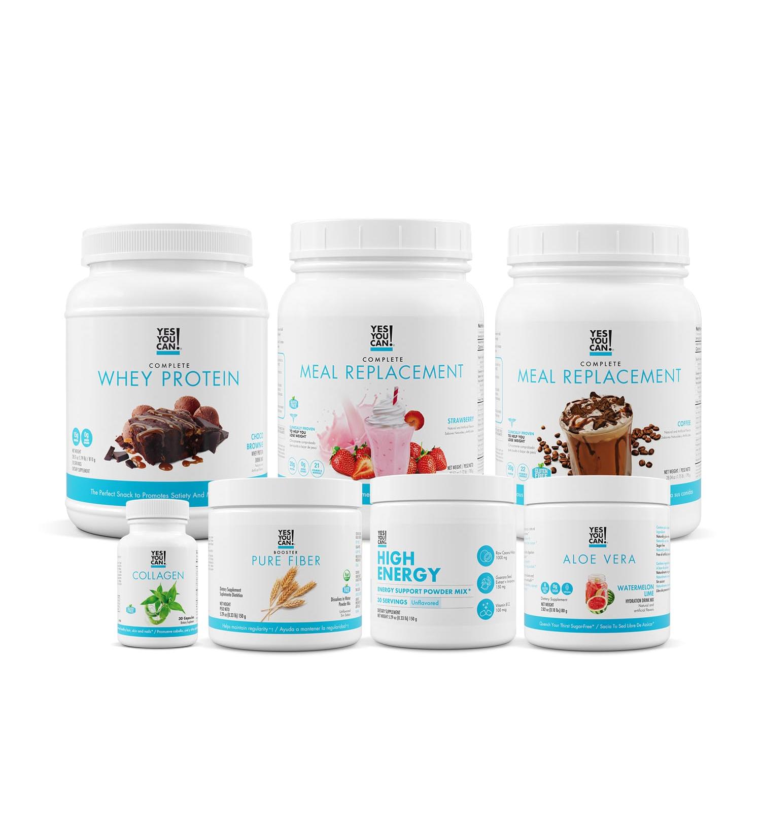 Yes You Can! GLP 1 Nutrition Support Bundle 3 Meal Replacement Shakes Aloe Vera Hydration Mix High Energy Mix Collagen Capsules & High Fiber Mix Stack to Complement GLP 1 Use - Buy Online on GoSupps.com