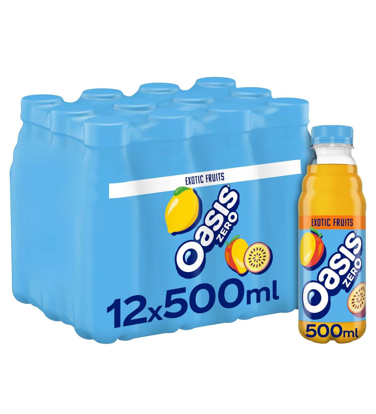 Oasis Zero No Sugar Exotic Fruits 500ml (24 Bottles)
