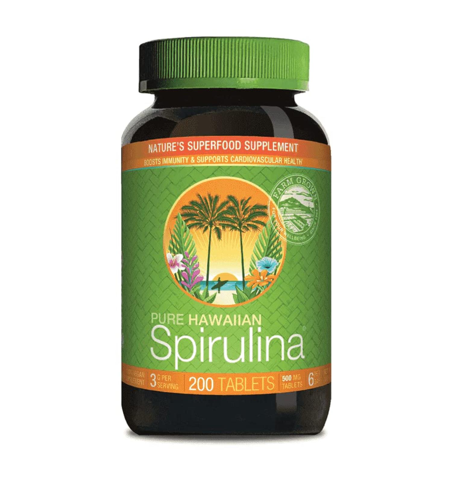 Nutrex Hawaii Pure Hawaiian Spirulina 500mg - 200 Vegan Tablets | Lab Tested, Gluten Free, Soy Free, Vegetarian - Buy Online on GoSupps.com