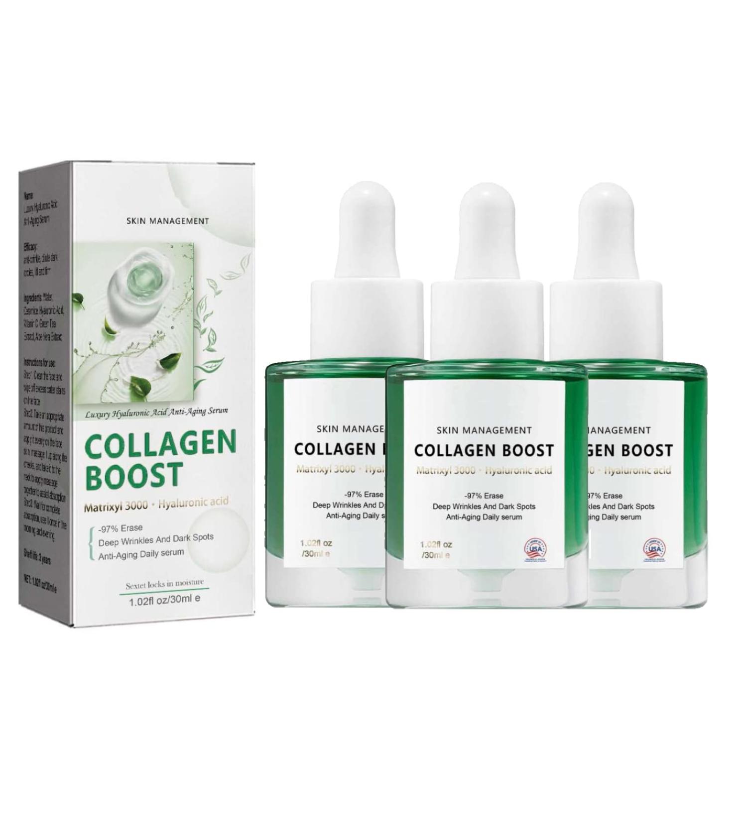 Luxury Hyaluronic Acid Anti-Aging Serum - Collagen Boost, Brightening & Anti-Wrinkle Formula for Fighting Dark Spots and Fine Lines (3PC) - Buy Online on GoSupps.com