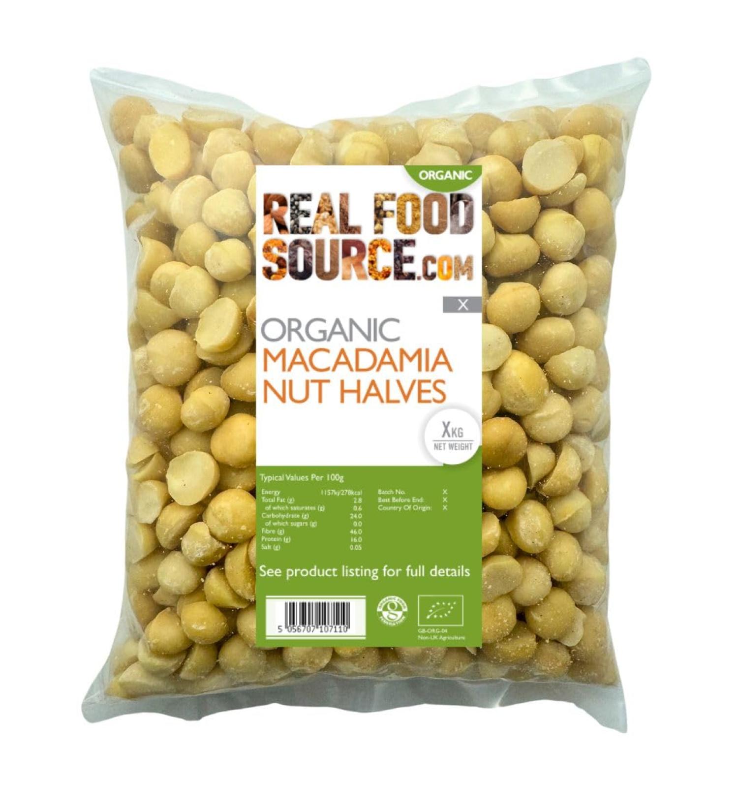 RealFoodSource Organic Macadamia Halves 250g