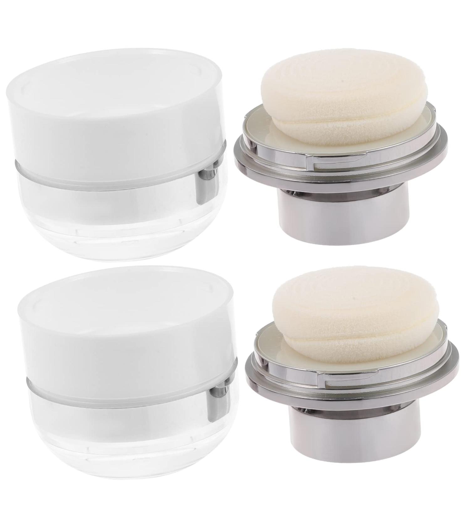 WOONEKY 2pcs Mushroom Head Loose Powder Box Blusher Body Powder Puff Stainless Loose Powder Case Plastic - Buy Online on GoSupps.com