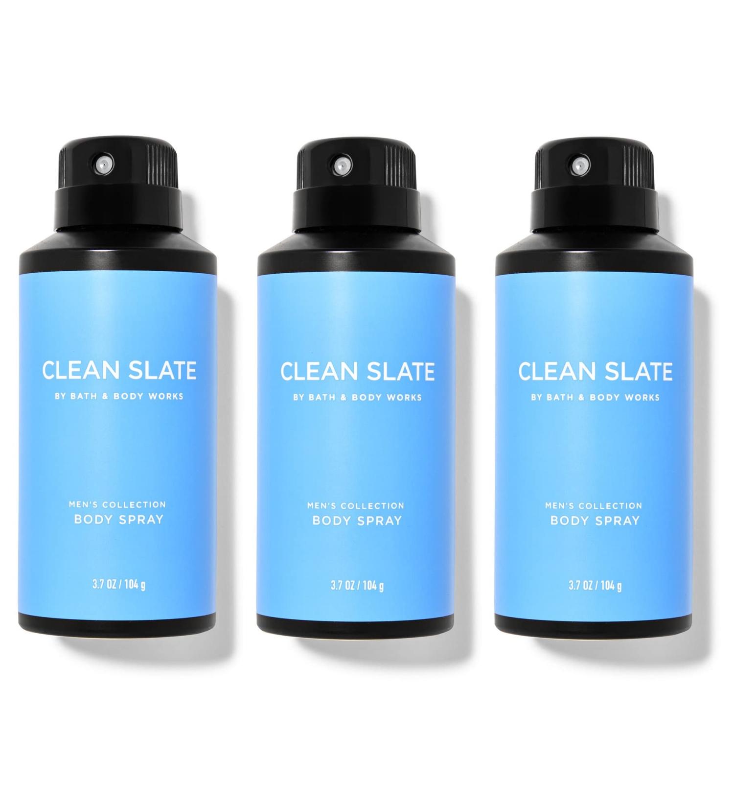 BATH & BODY WORKS CLEAN SLATE FOR MEN - Value Pack - Lot of 3 Body Spray - FULL SIZE