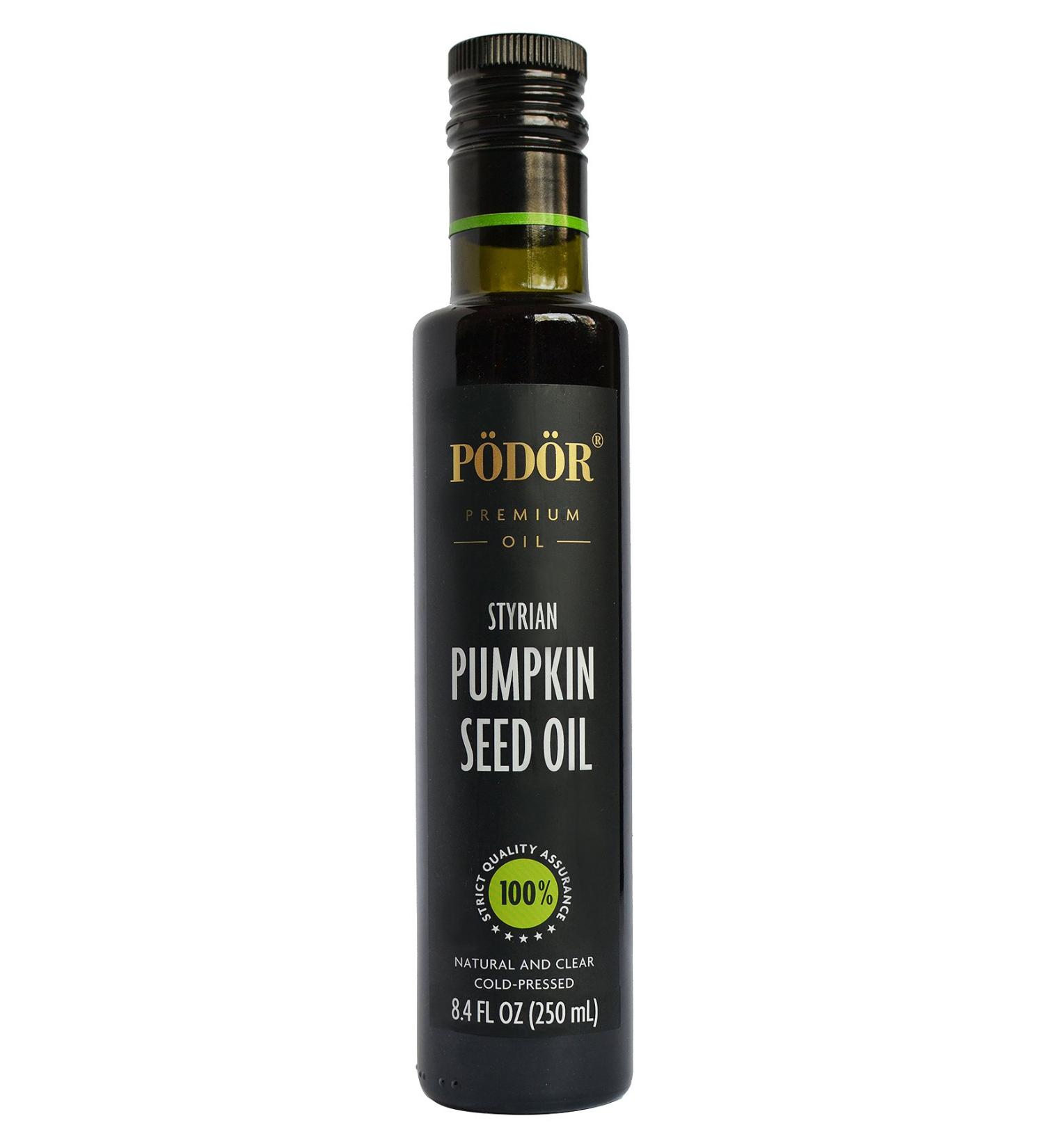 PDR Premium Styrian Pumpkin Seed Oil - 8.4 fl. Oz. | Cold-Pressed, 100% Natural, Vegan, Gluten-Free, Non-GMO | Glass Bottle - 1 Pack - Buy Online on GoSupps.com