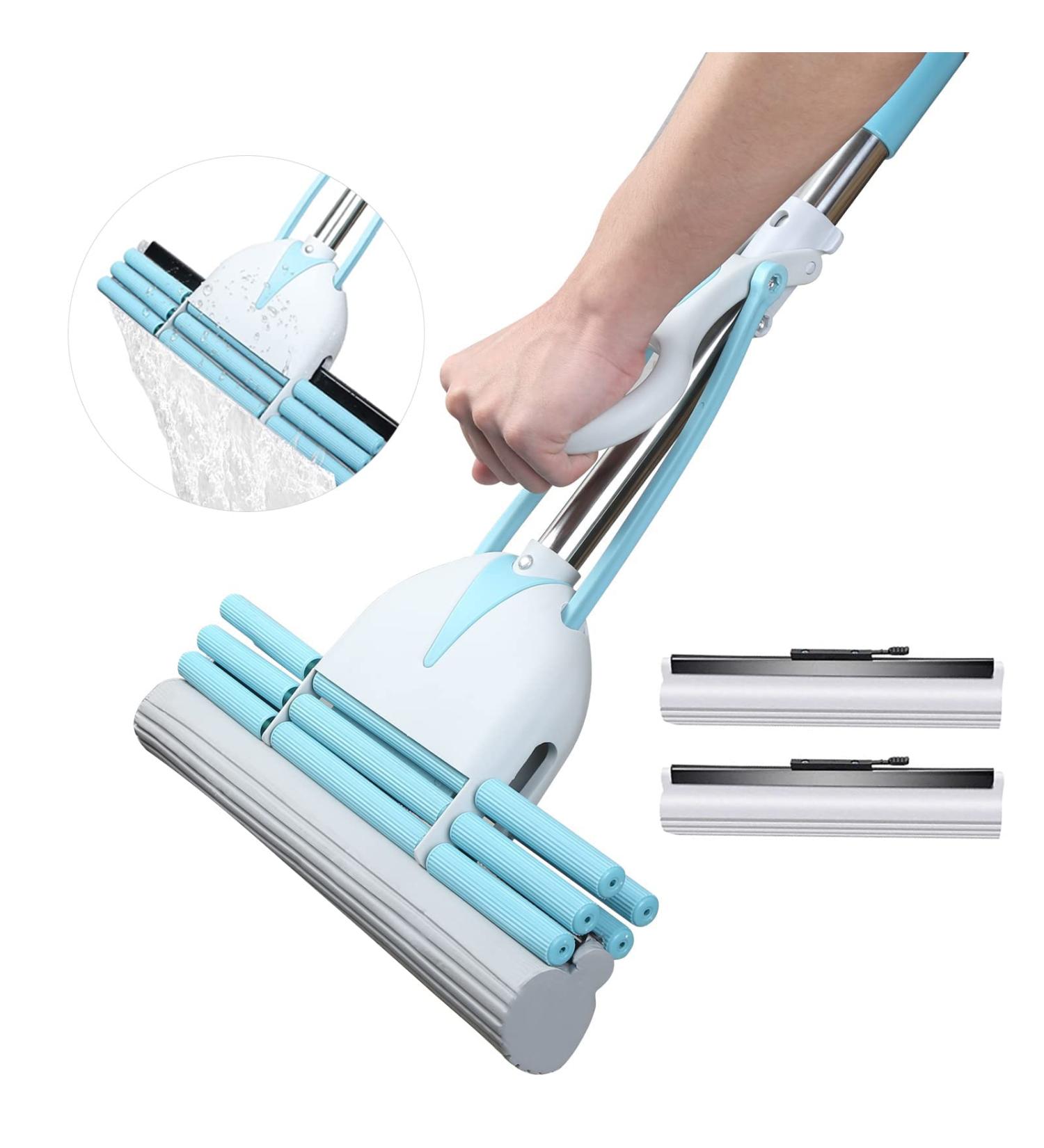 Wet and Dry Sponge Mop with 2 PVA Heads | Stainless Steel Handle | Floor Cleaning Champion - Buy Online on GoSupps.com