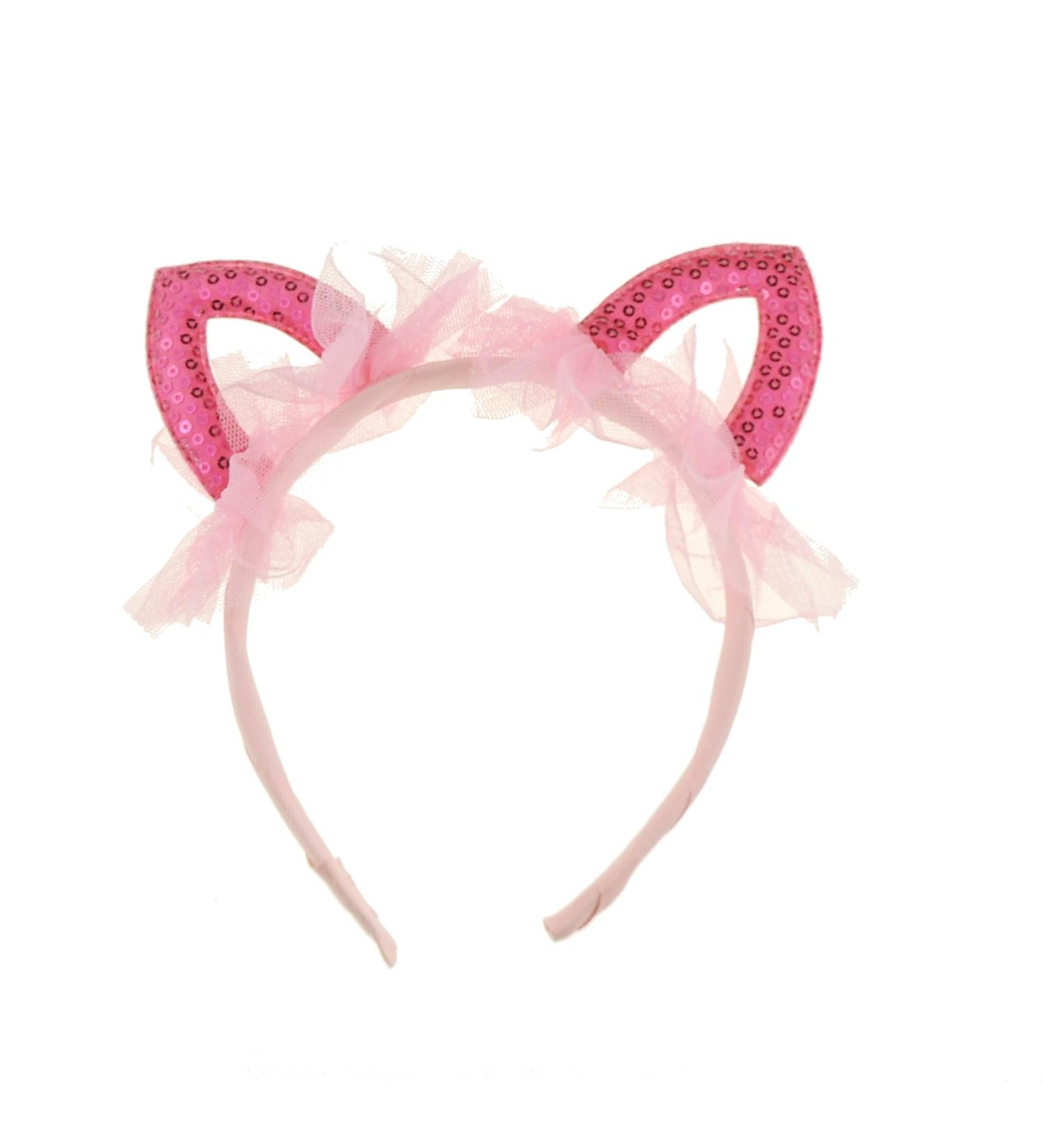 Glamour Girlz Cute Fancy Dress Up Party Role School Play Cosplay Costume Christmas Hen Do Halloween Deely Deeley Bopper Animal Ears Headband Hairband Hair Alice Band Lace Cat Fuchsia