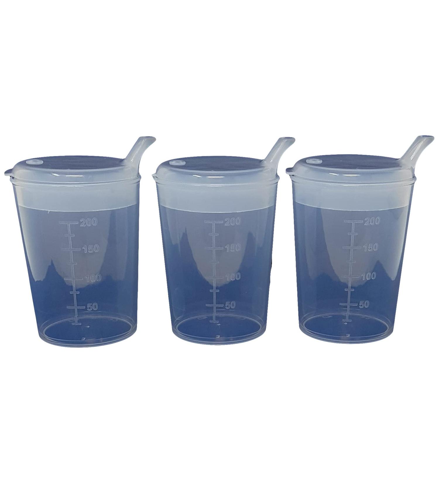 3 x Medi-Inn Adult Convalescent Drinking / Feeding Cup / Beaker with Lip Spout (250ml) Clear