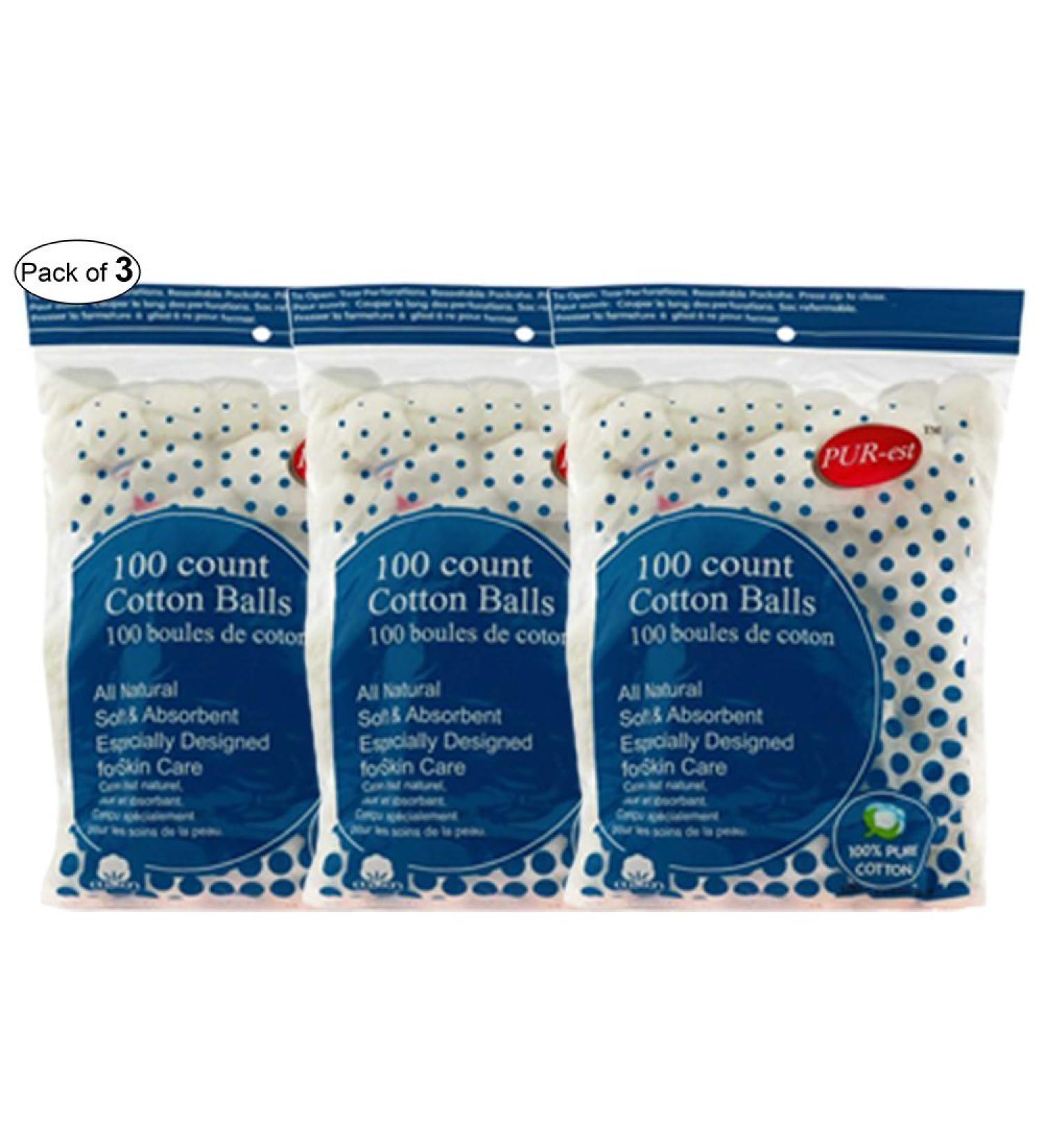 Cotton Balls - 100 count (Pack of 3) by PUREST