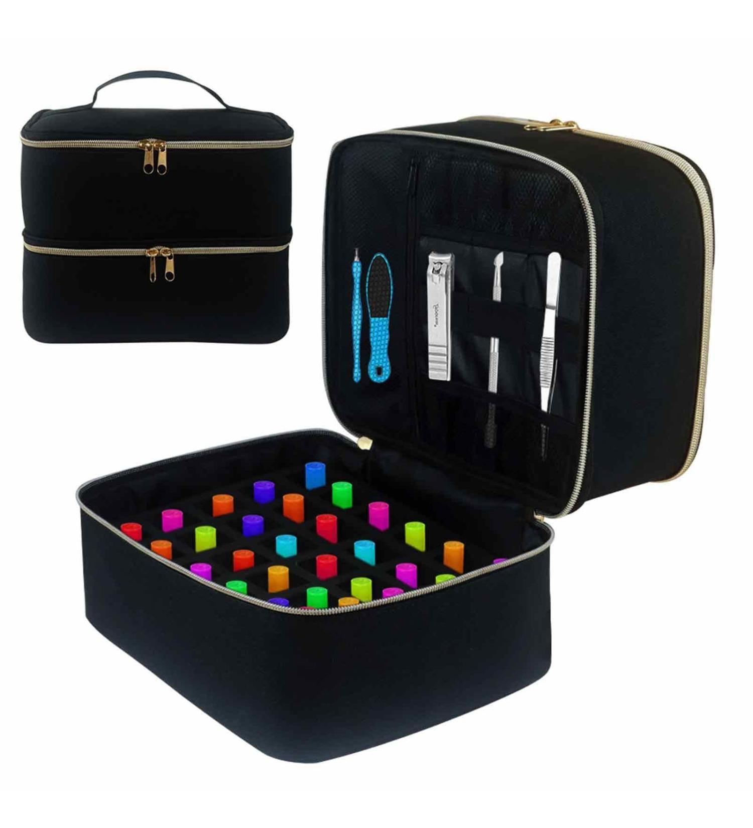 Tebinzi Nail Polish Organizer for 40 Bottles & Nail Lamp | Black Travel Storage Bag for Manicure Set | Ideal eCommerce Solution - Buy Online on GoSupps.com