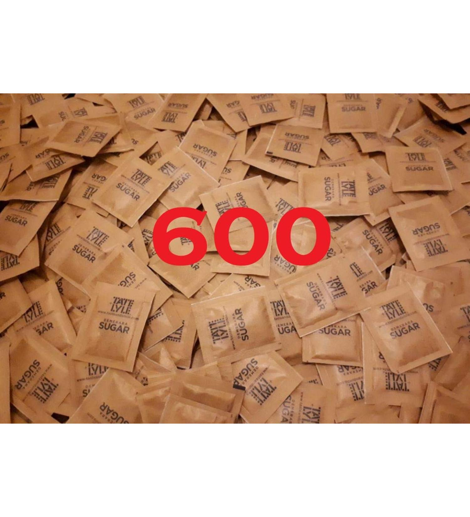 Brown Demerara Cane Sugar Sachets - 600 Individually Wrapped Pure Granulated Packets - Buy Online on GoSupps.com