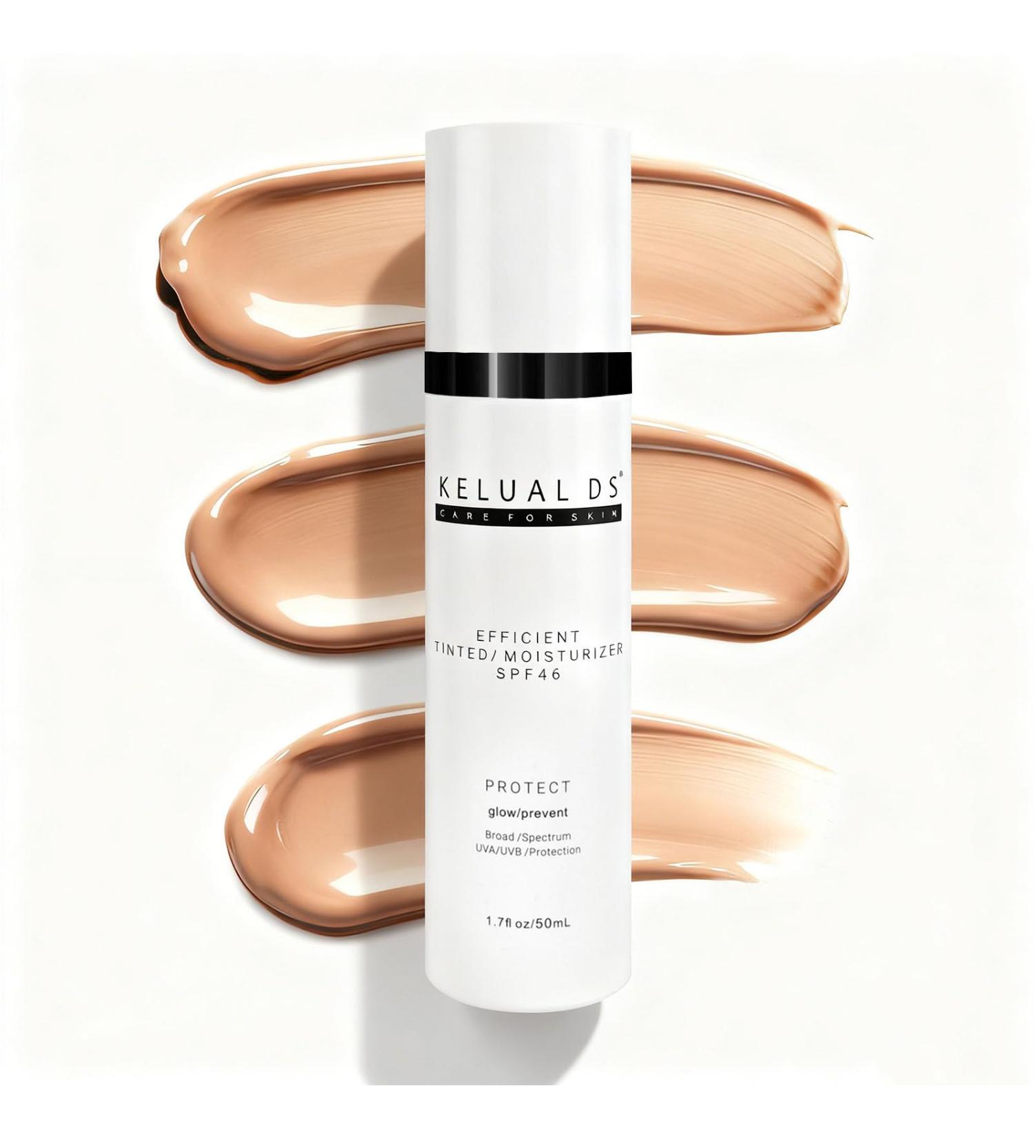 KELUAL DS Anti-Aging Tinted Face Moisturizer & Sheer Face Sunscreen SPF 46 Hydrating Skin Care & Sunscreen Moisturizer 1.7OZ/50ML - Buy Online on GoSupps.com