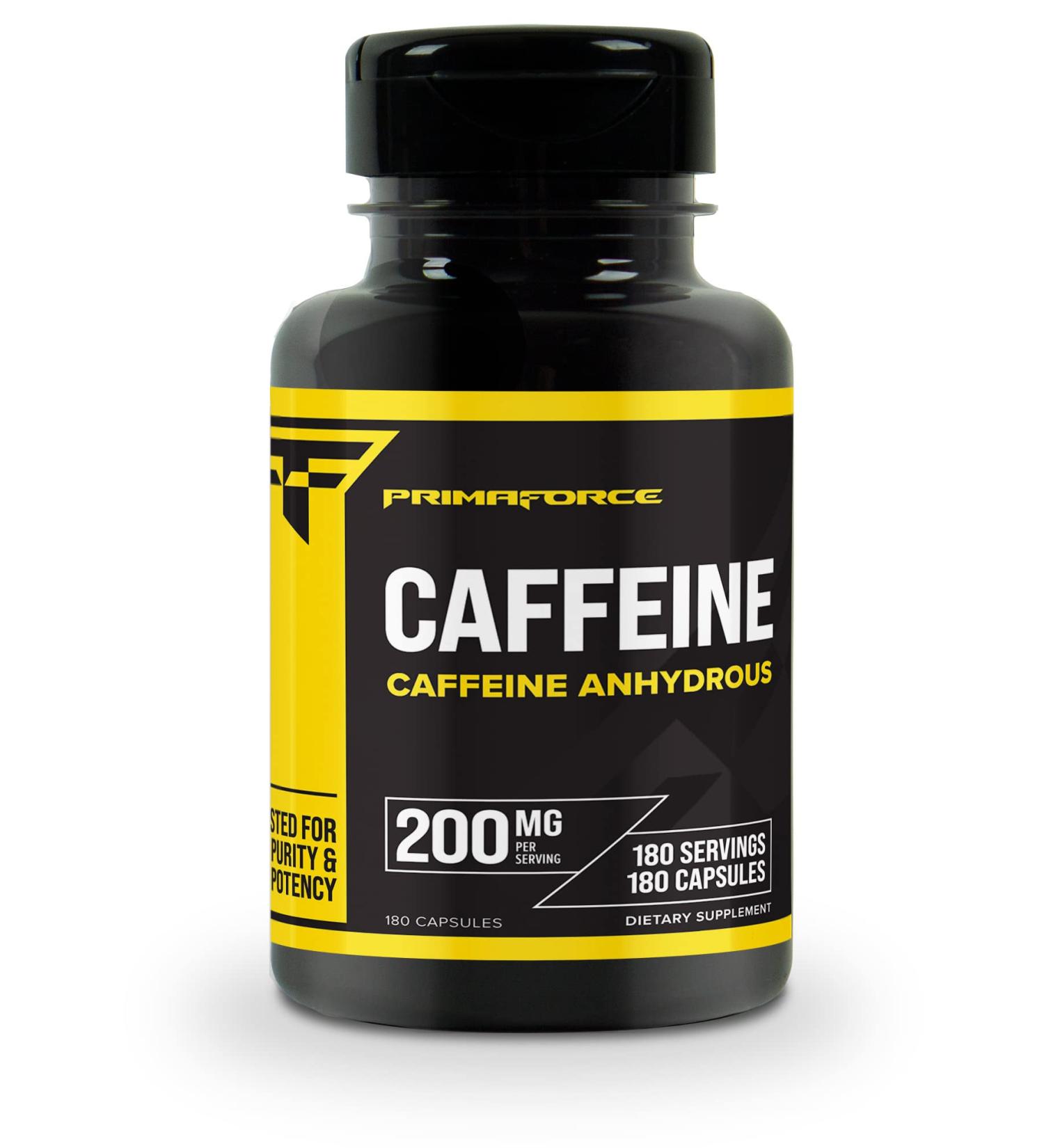 Primaforce Caffeine Pills 200mg - 180 Capsules | Fast International Shipping | Boost Energy & Focus - Buy Online on GoSupps.com