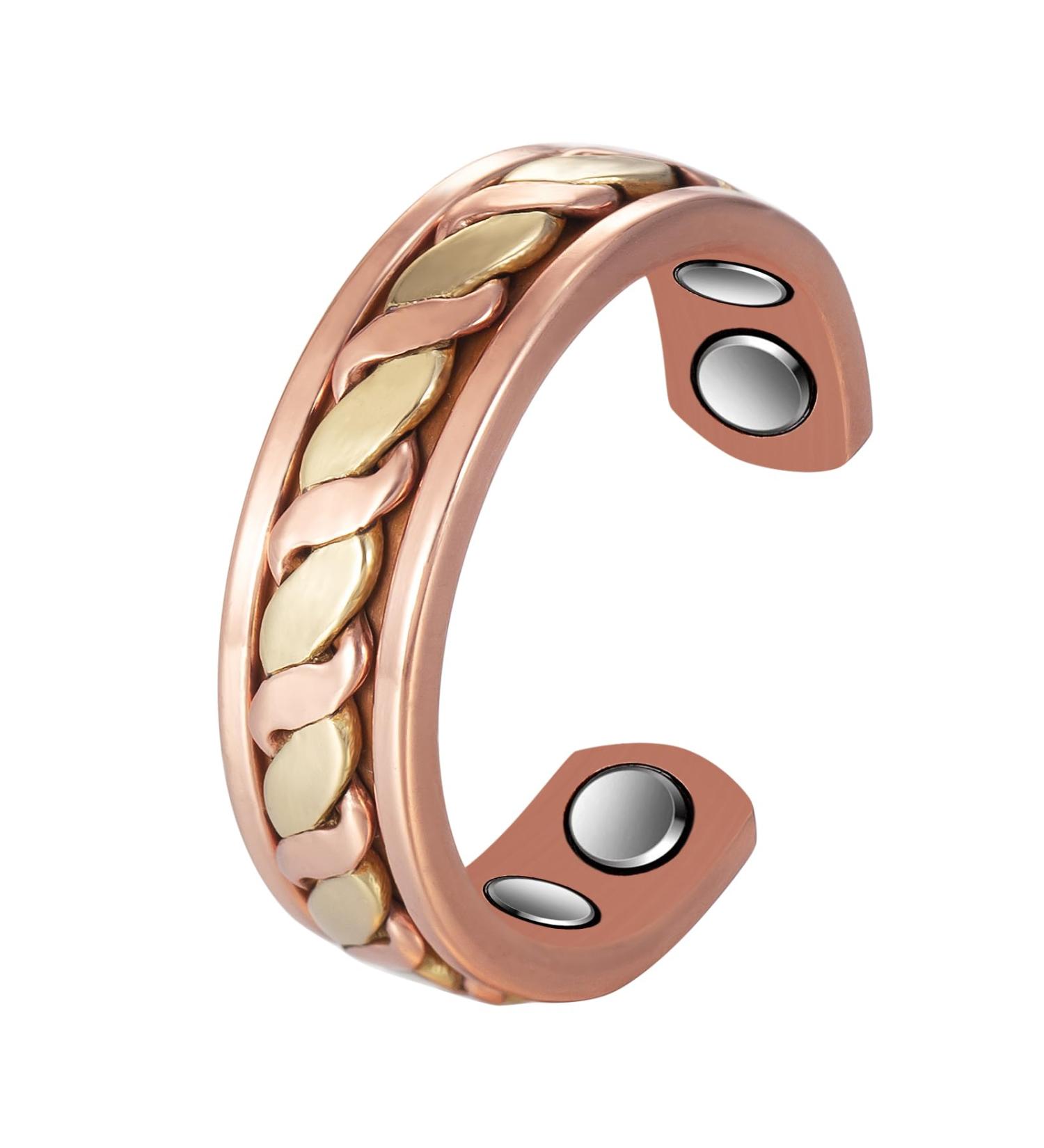 Shop Stylish Copper Rings for Women - Adjustable Three Color Gold Pure Copper Magnetic Jewelry - Buy Online on GoSupps.com