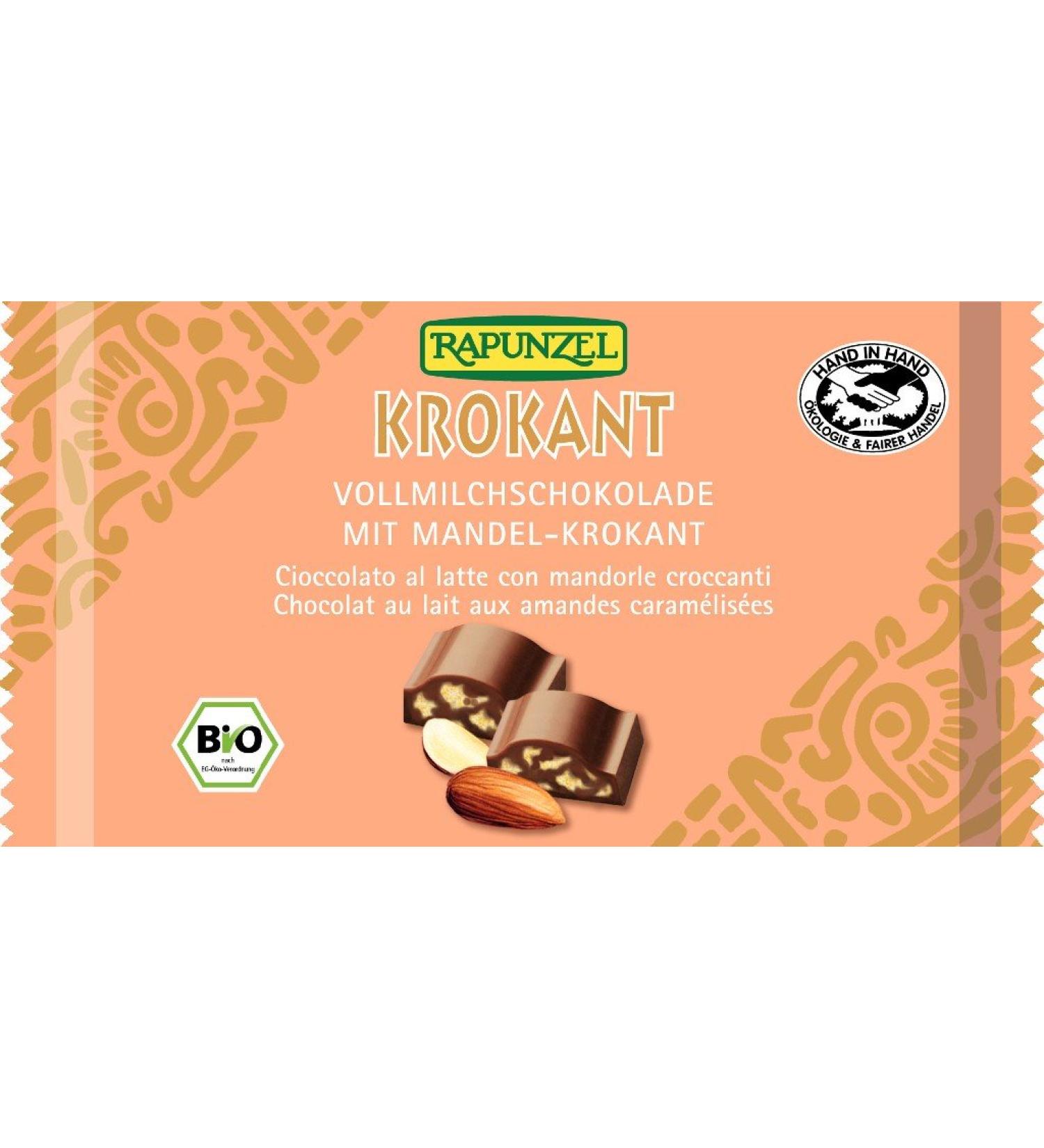 Rapunzel Rapunzel Milk chocolate made with organic chocolate and almond square (1 x 100 g)