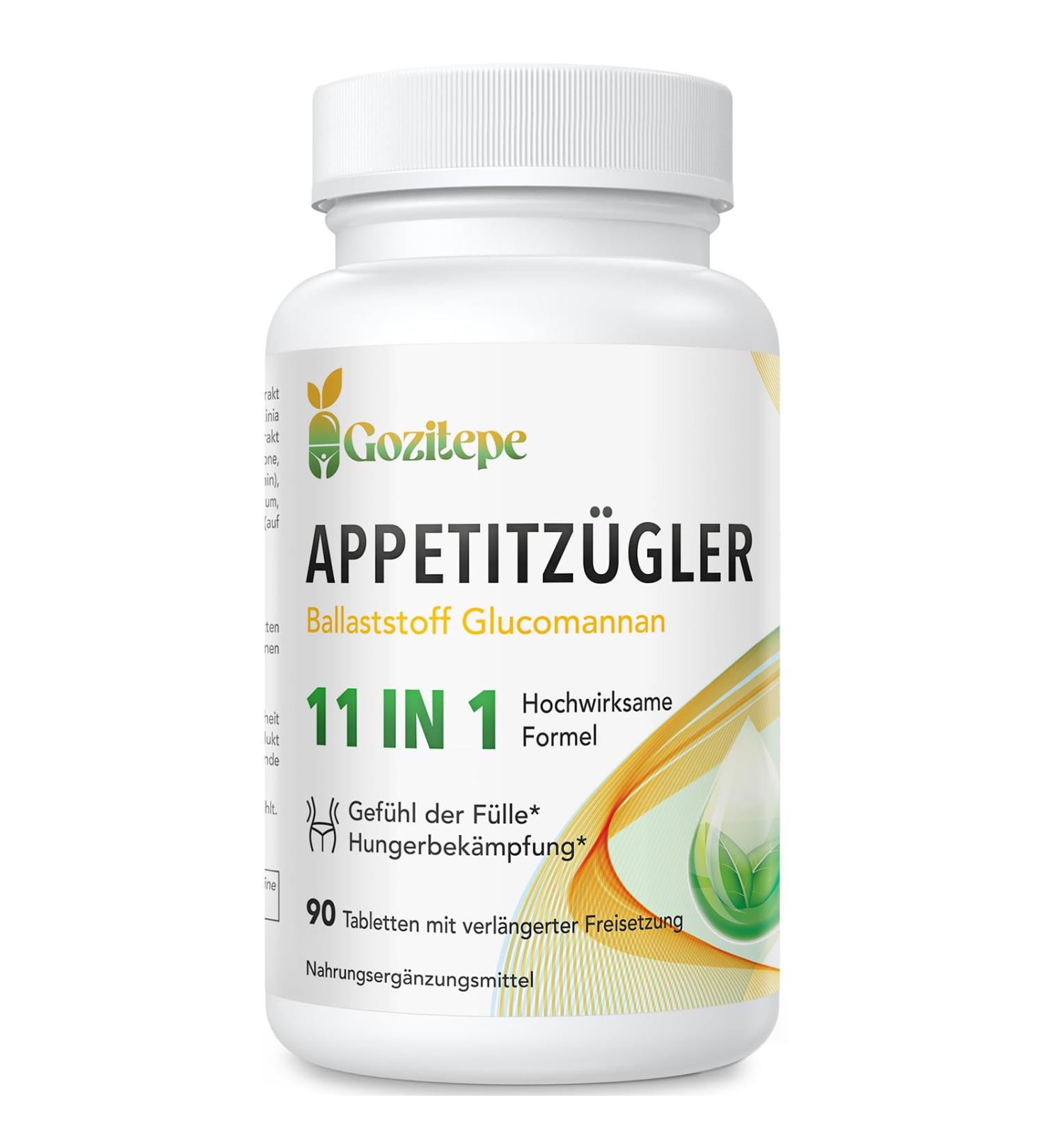 Natural Appetite Suppressant - High-Dose Glucomannan & Konjak Root - 90 Tablets for Women - 11 in 1 Effective Formula - Buy Online on GoSupps.com