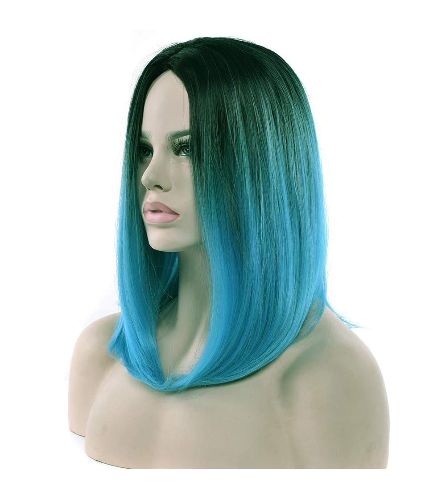 LFMDJF 11 Colors Black To Pink Hair Straight Wigs Synthetic Hair Short Party Hair Wig for Women 16inches T4/27/30 4/27HL