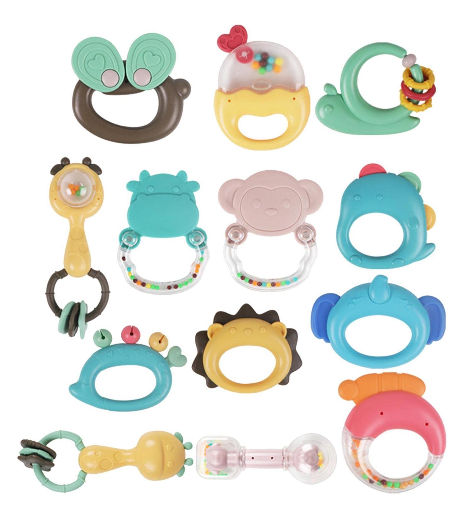 Baby Rattling Bite Ring | Infant Gripping & Rotating Rattler Toy | Sensory Music Toy for Early Development | Perfect Newborn Birthday Gift | 13-Piece Storage Box Set - Buy Online on GoSupps.com